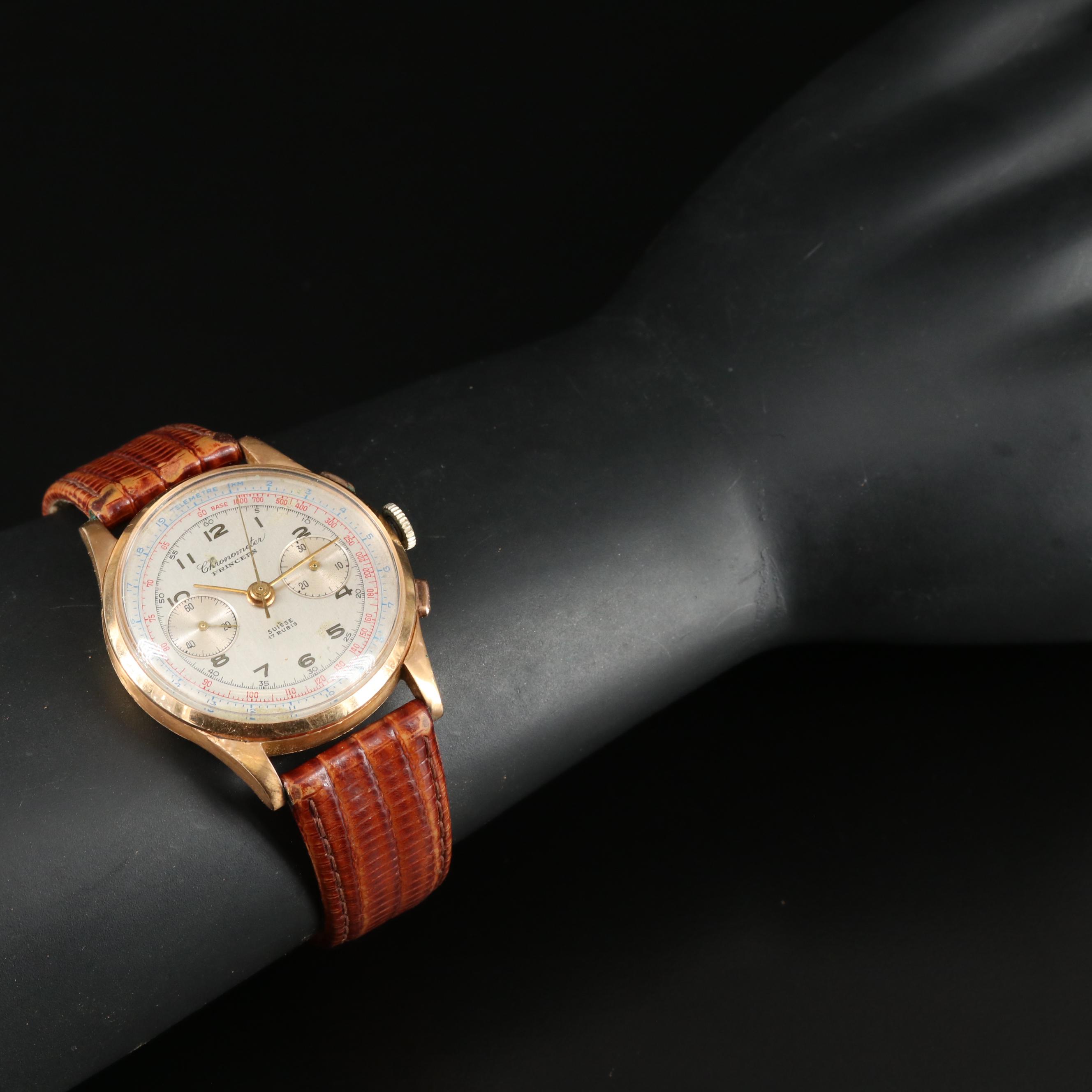 Vintage Princeps 18K Gold Chronograph Watch