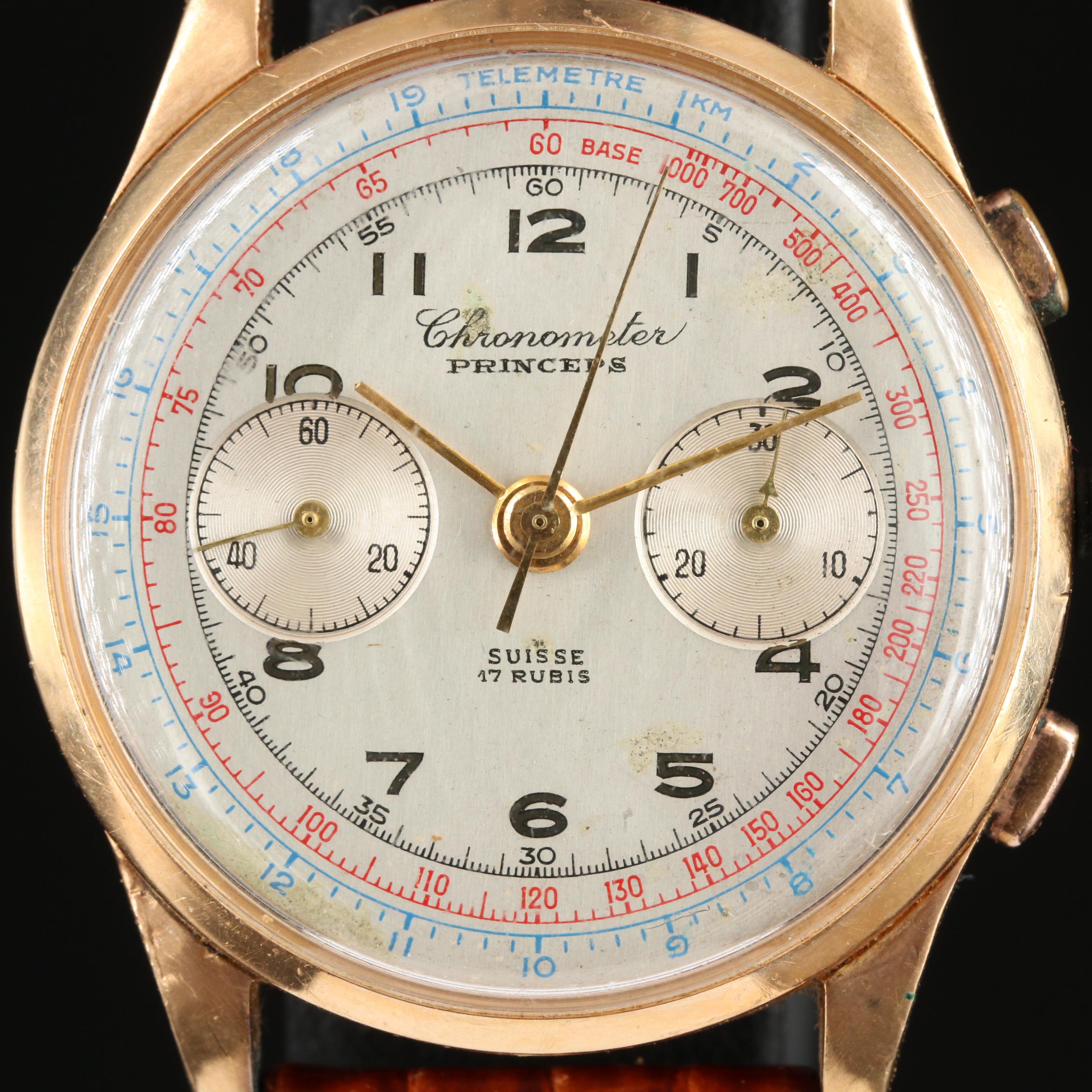 Vintage Princeps 18K Gold Chronograph Watch