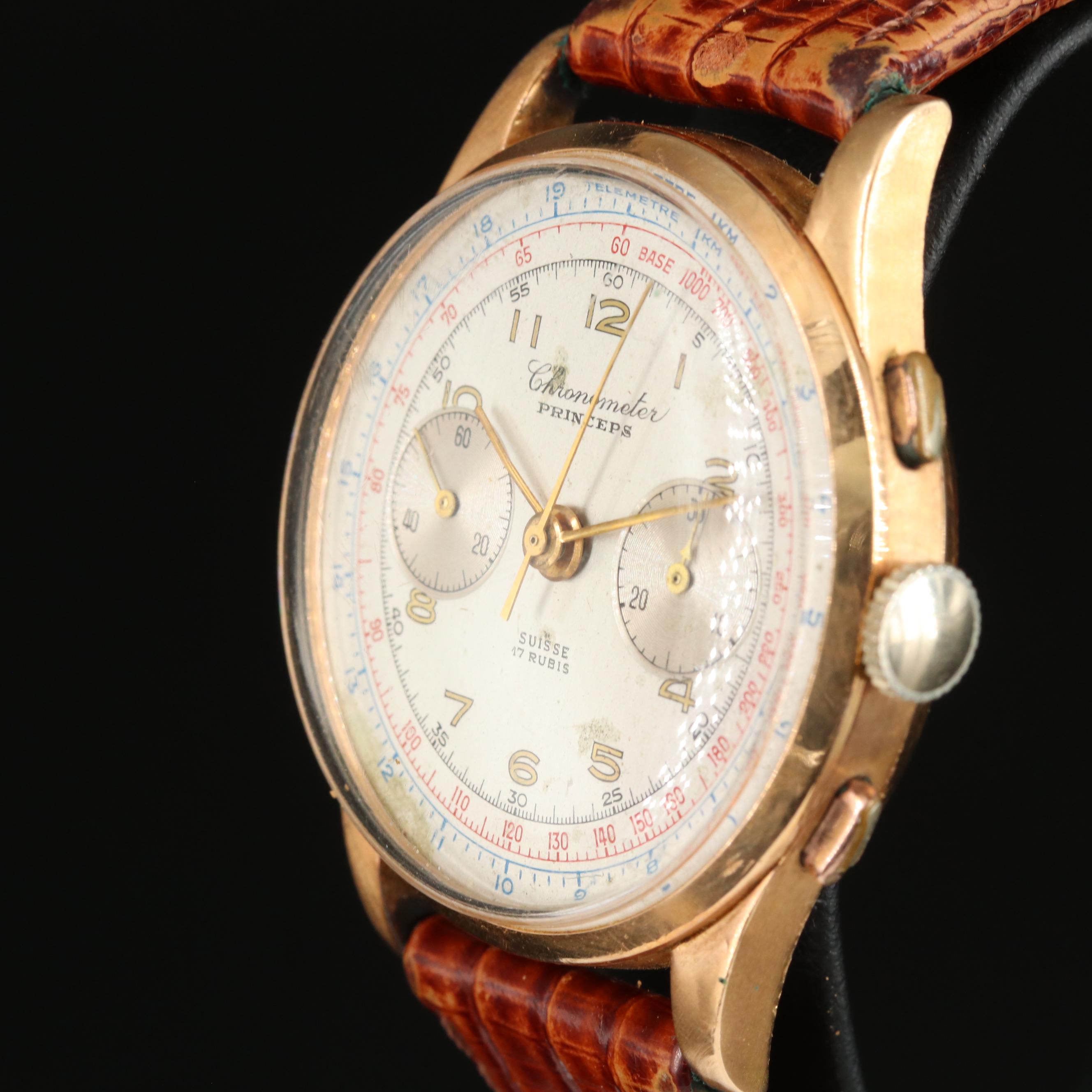 Vintage Princeps 18K Gold Chronograph Watch