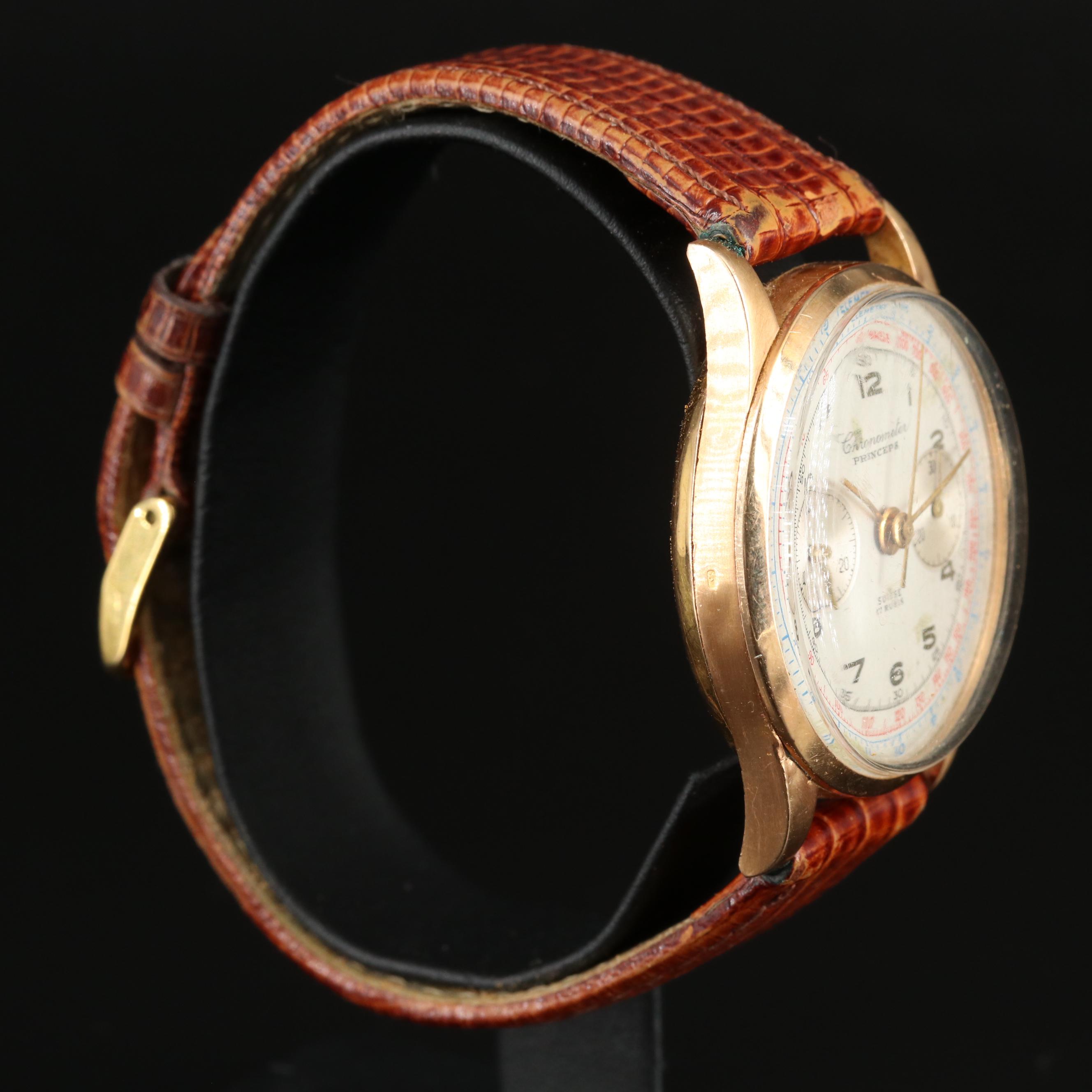 Vintage Princeps 18K Gold Chronograph Watch