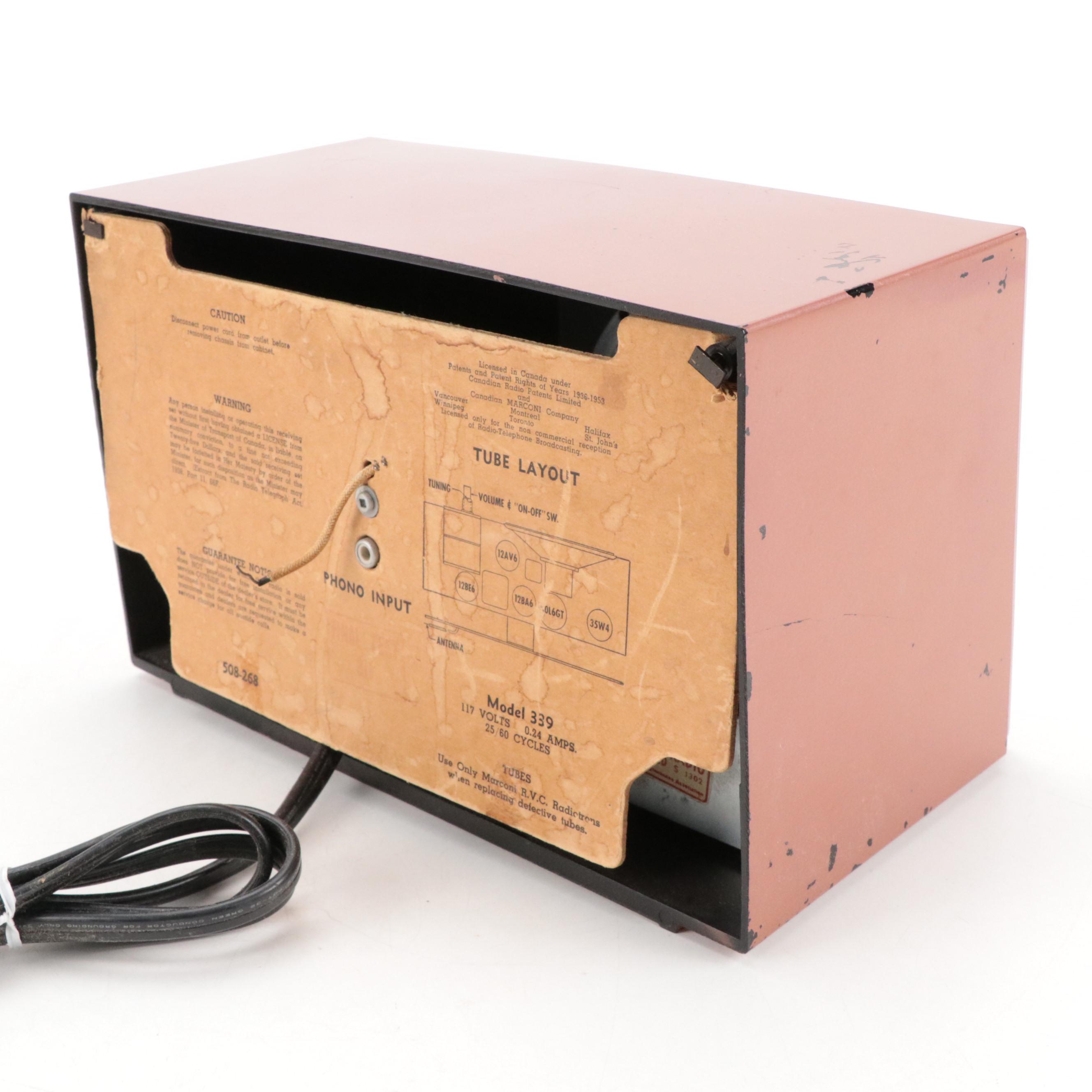 Marconi Model 339 Bakelite Broadcast Receiver Radio, Mid-20th Century