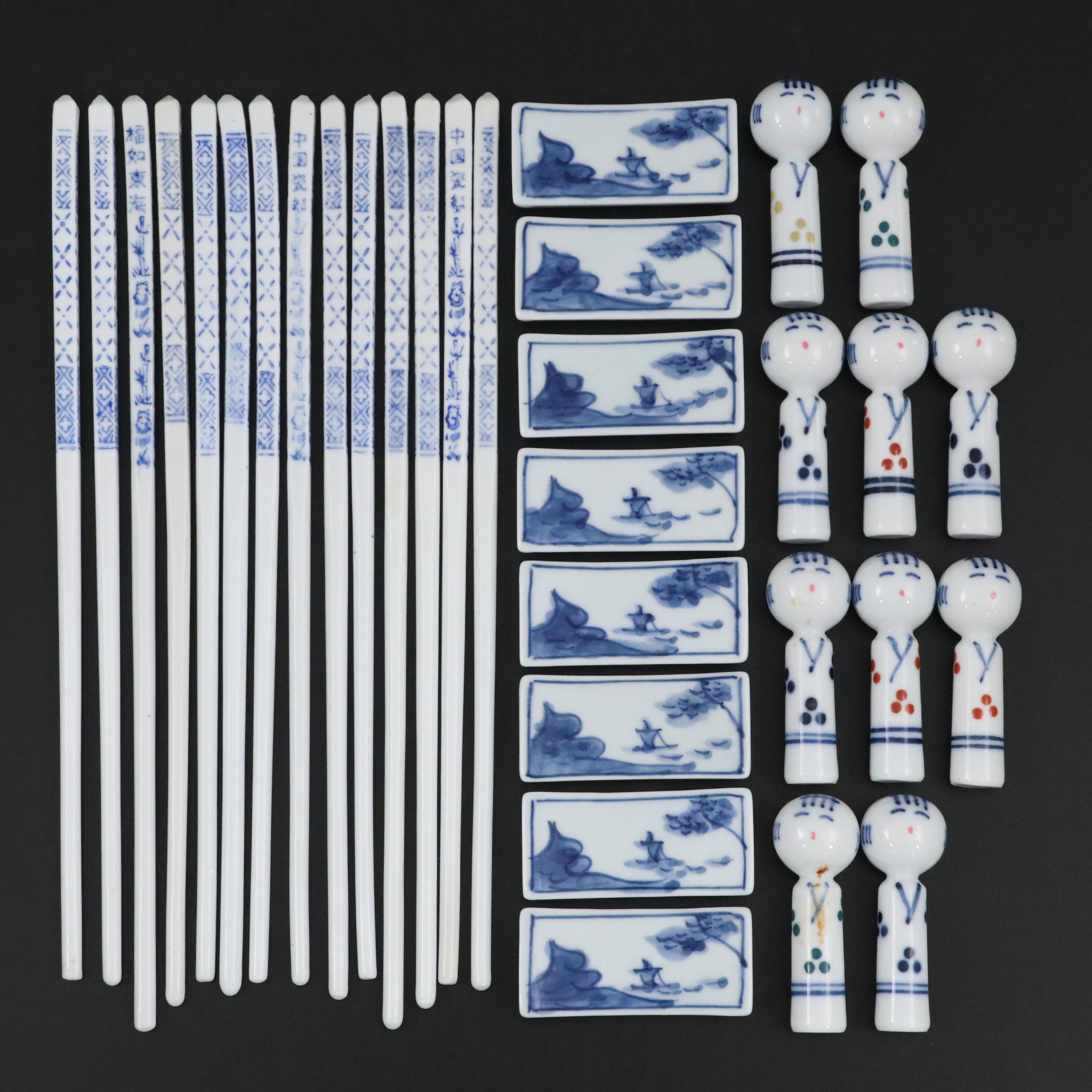 Blue and White Porcelain Chopsticks and Chopstick Rests