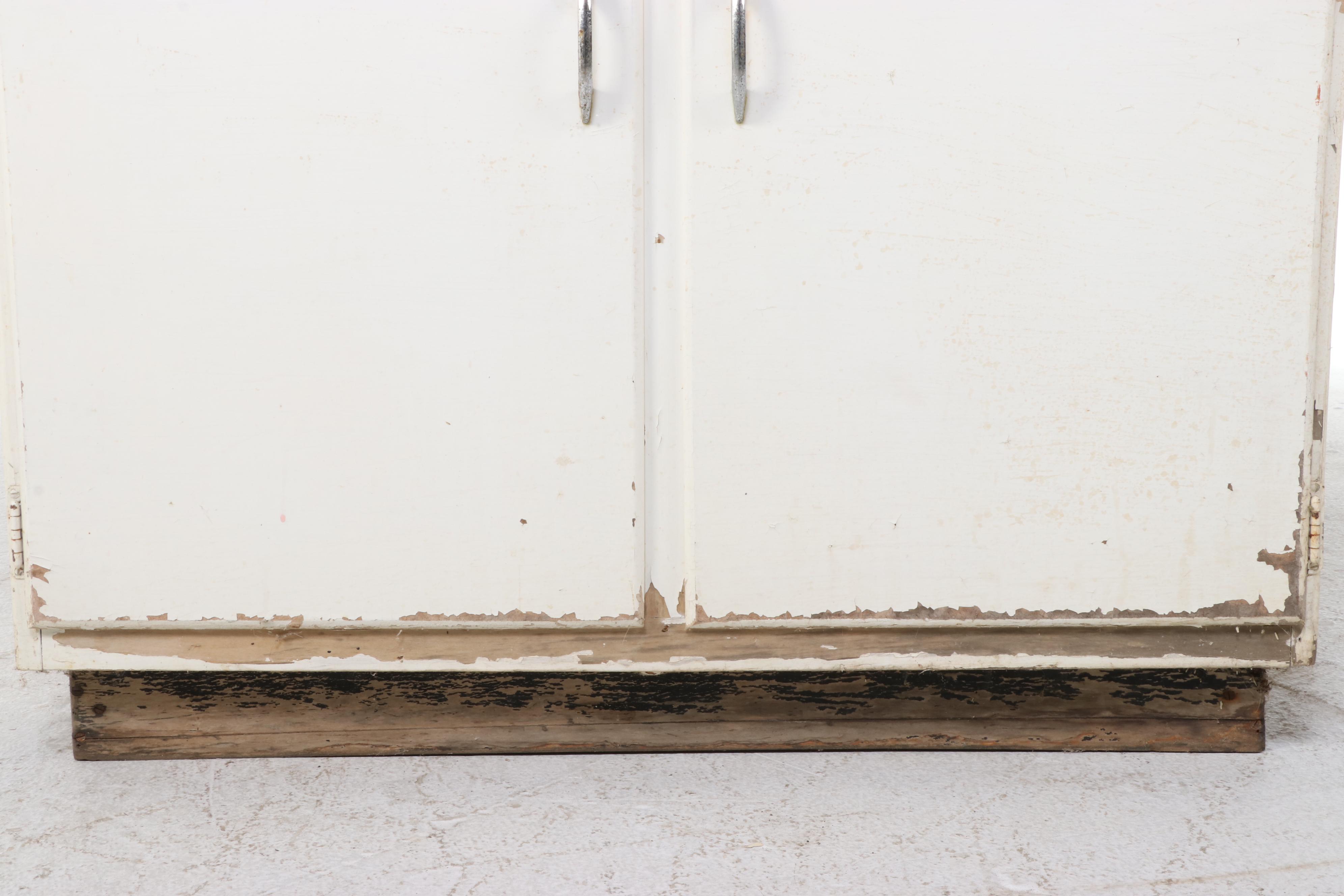 Art Deco Painted Wood and Enameled Metal Top Kitchen Cabinet, Circa 1930