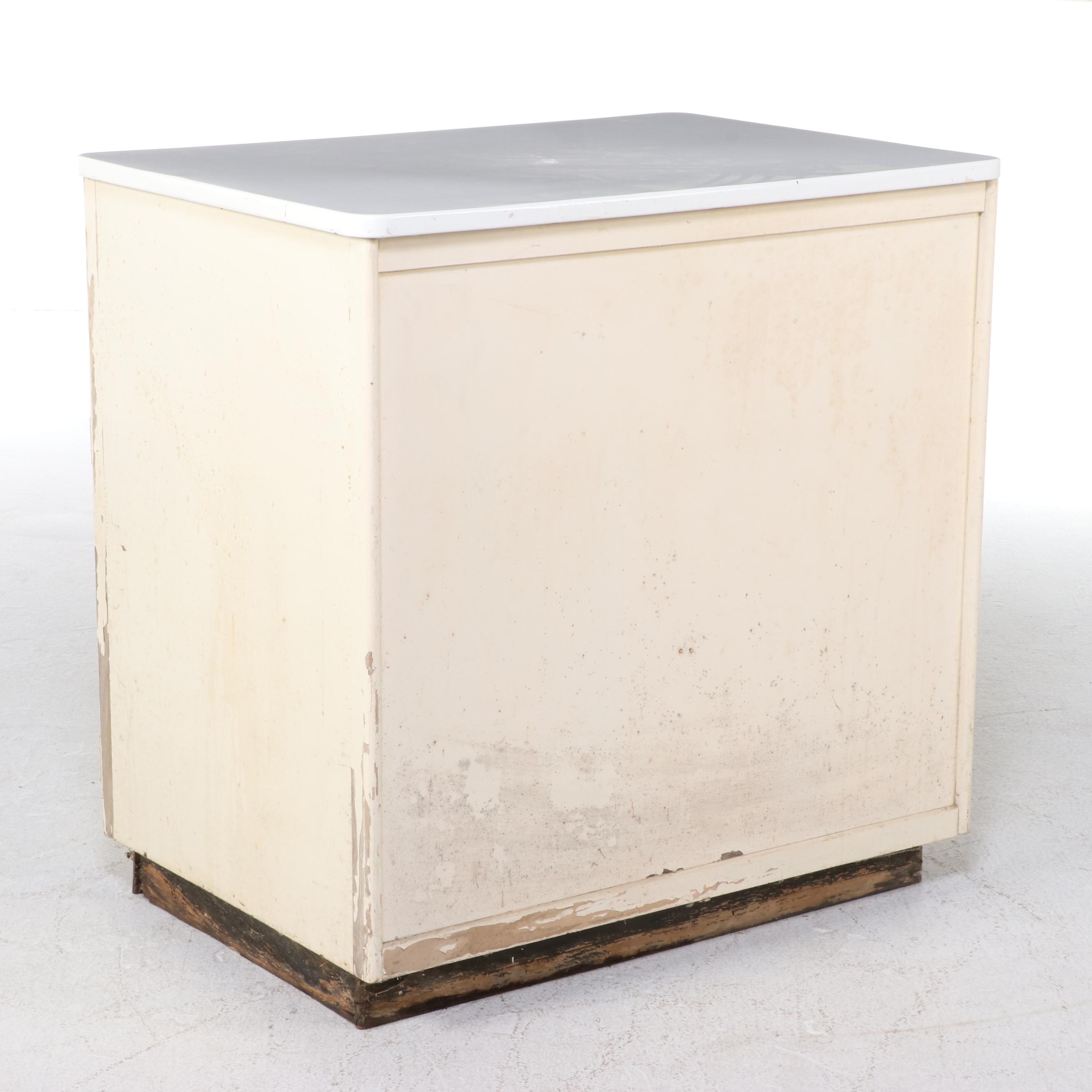 Art Deco Painted Wood and Enameled Metal Top Kitchen Cabinet, Circa 1930