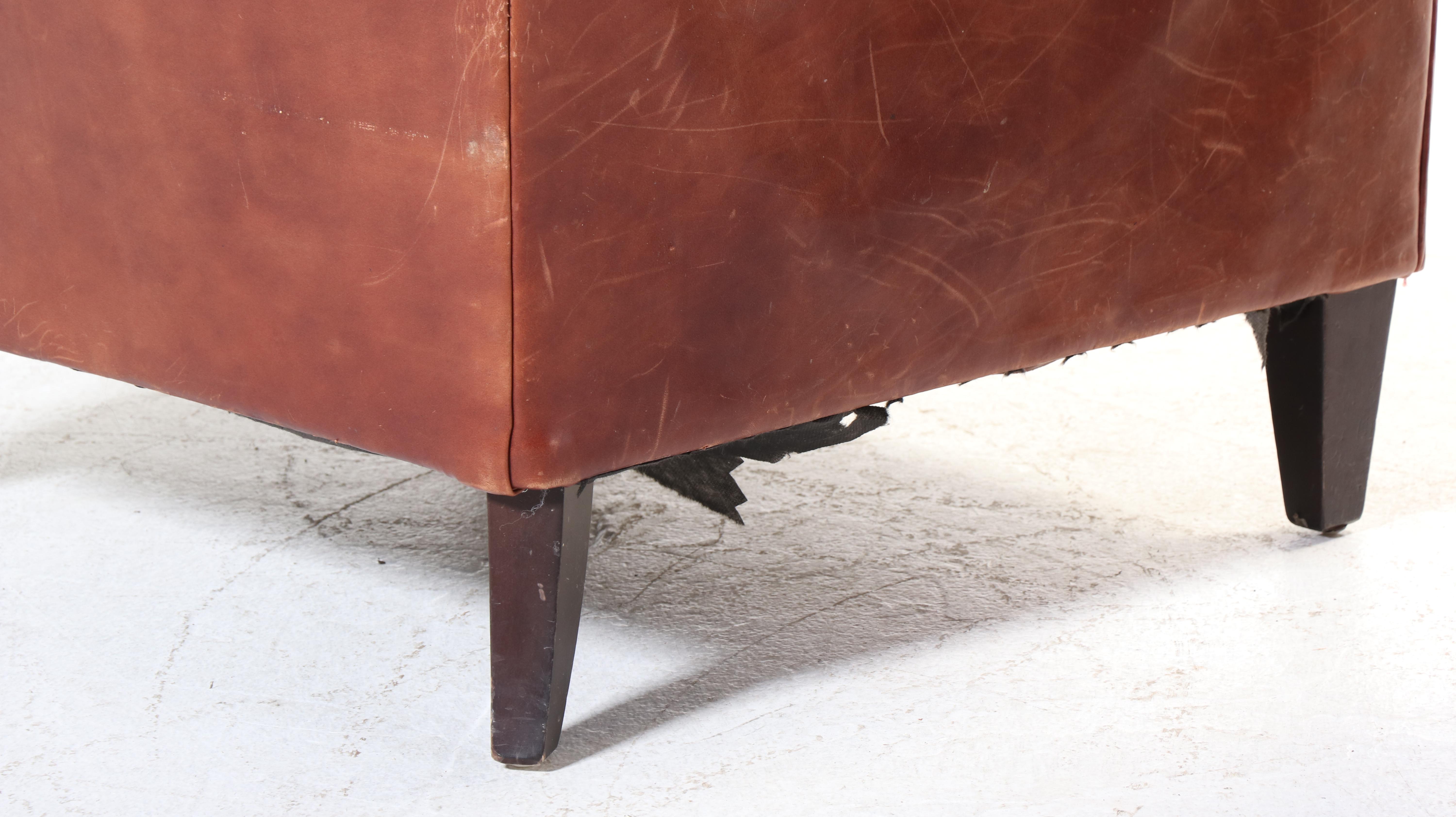 Pair of Bernhardt Art Deco Style Leather Club Chairs