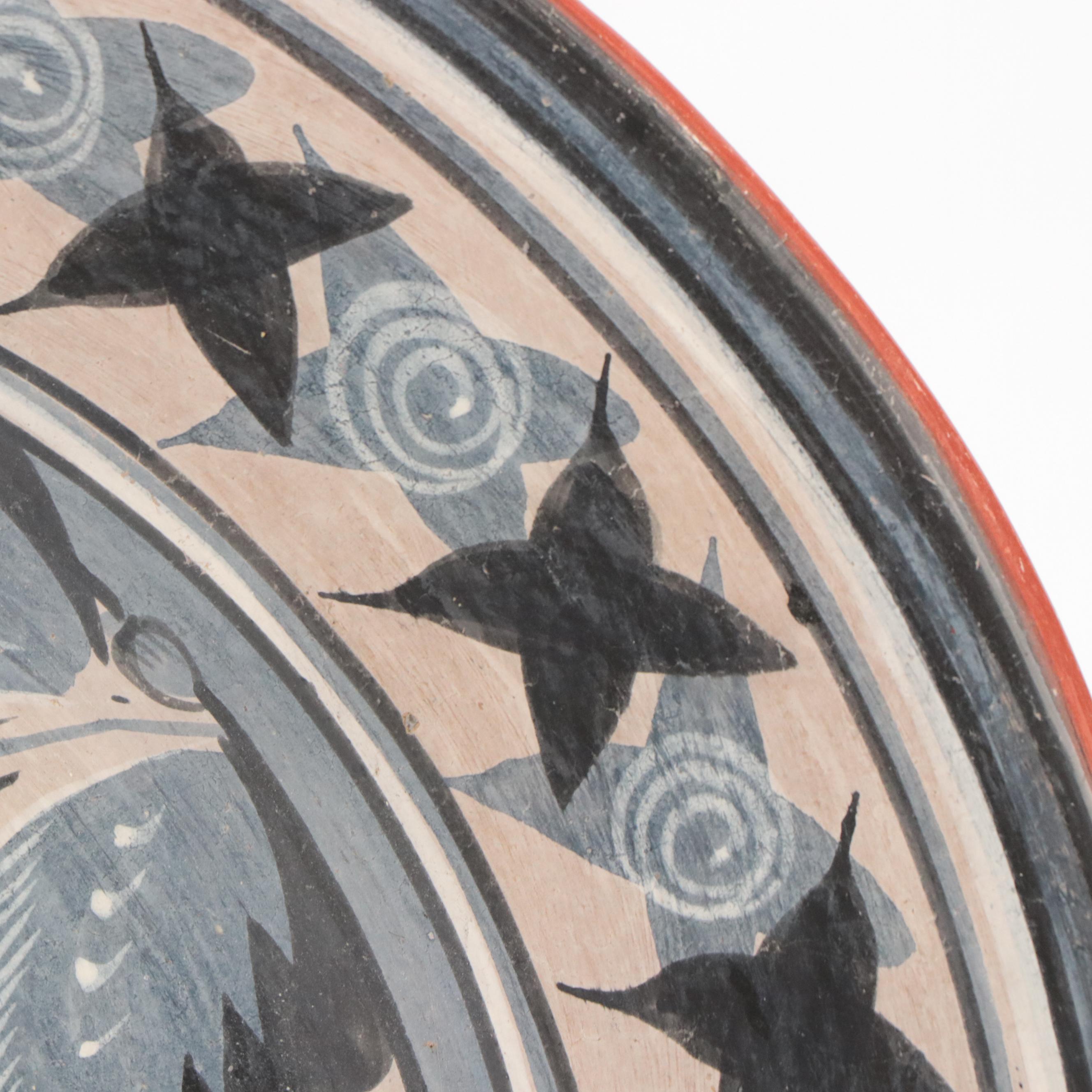 Mexican Tonala Folk Art Hand-Painted Ceramic Pitchers, Platter, and Vases