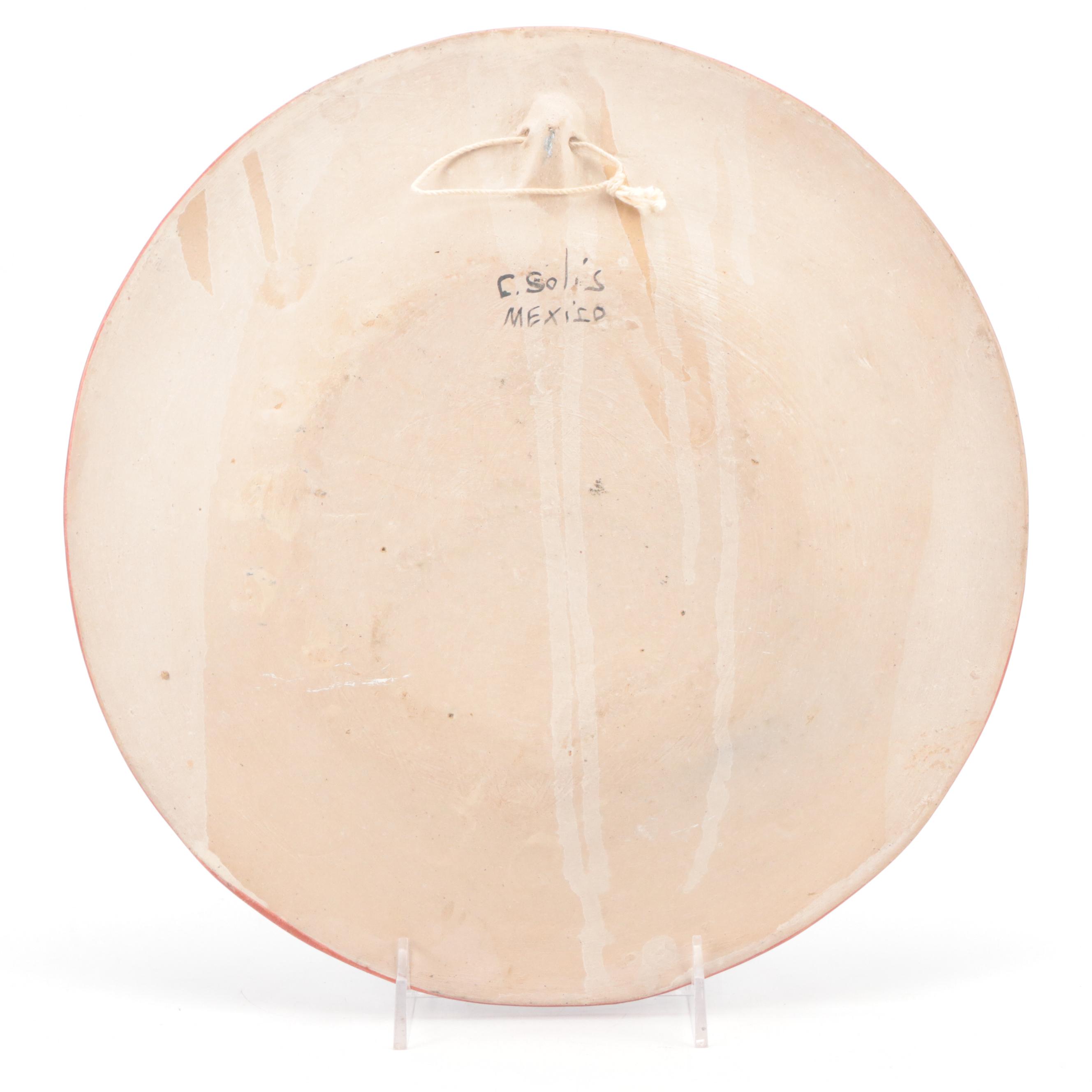 Mexican Tonala Folk Art Hand-Painted Ceramic Pitchers, Platter, and Vases