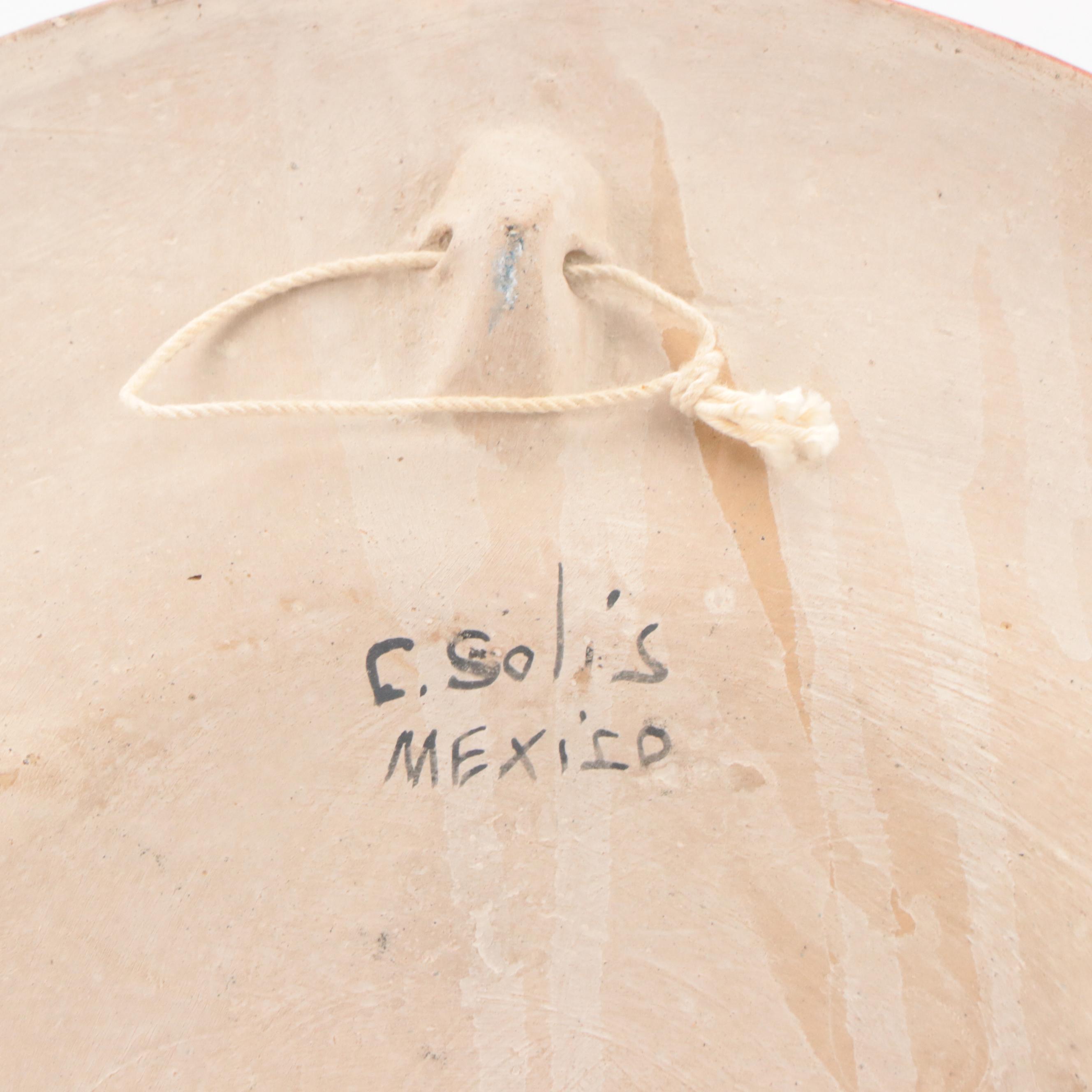 Mexican Tonala Folk Art Hand-Painted Ceramic Pitchers, Platter, and Vases