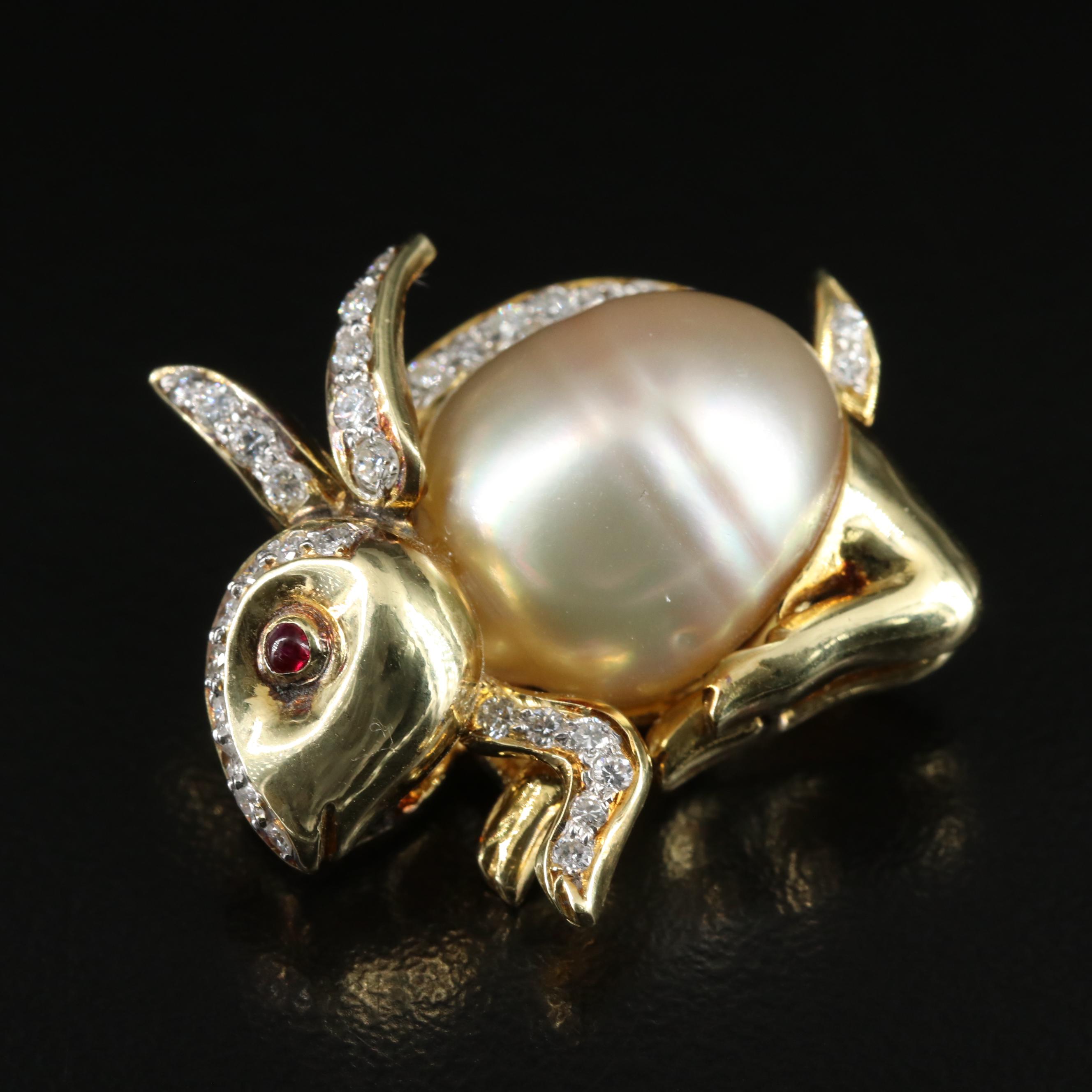 18K Pearl and Diamond Converter Brooches