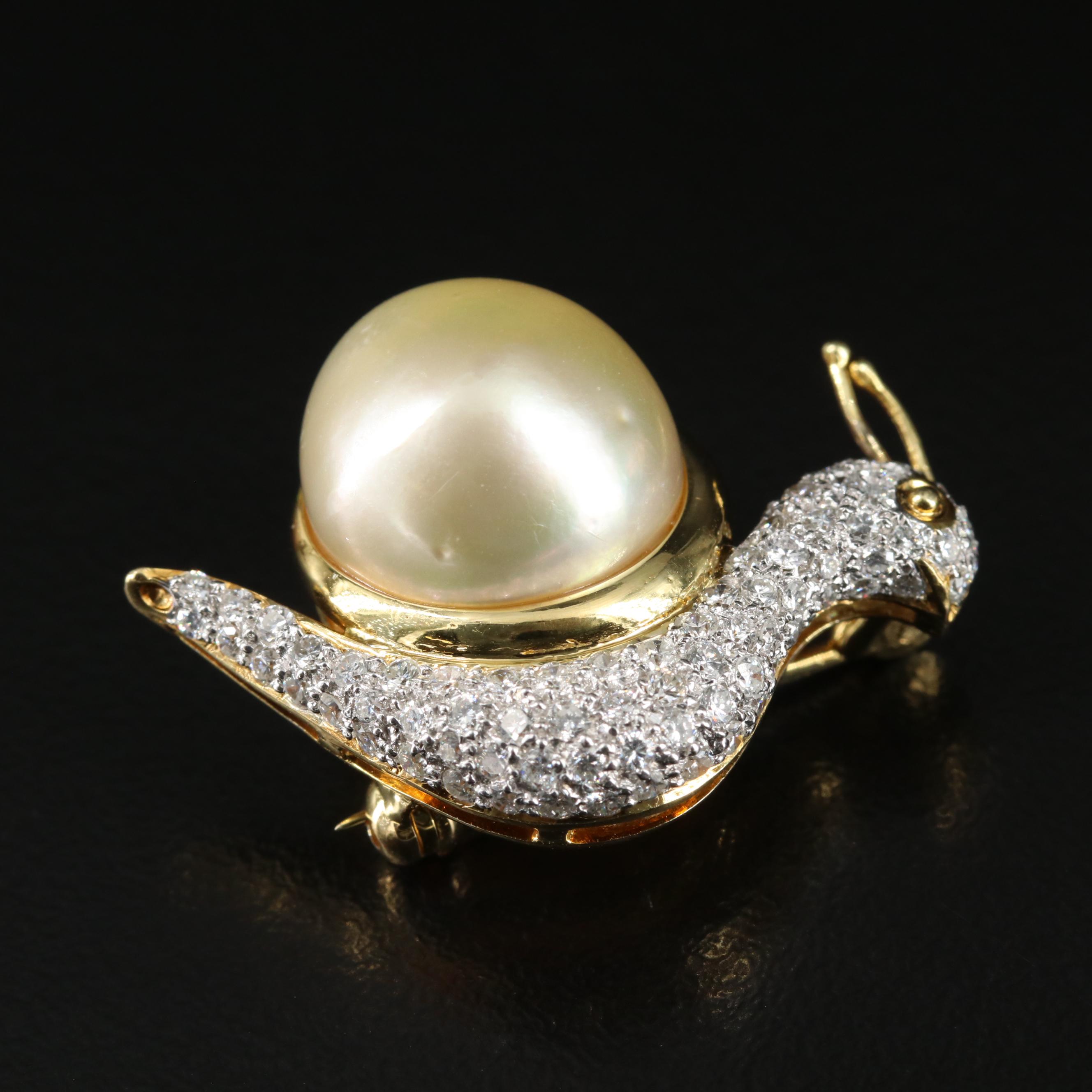 18K Pearl and Diamond Converter Brooches