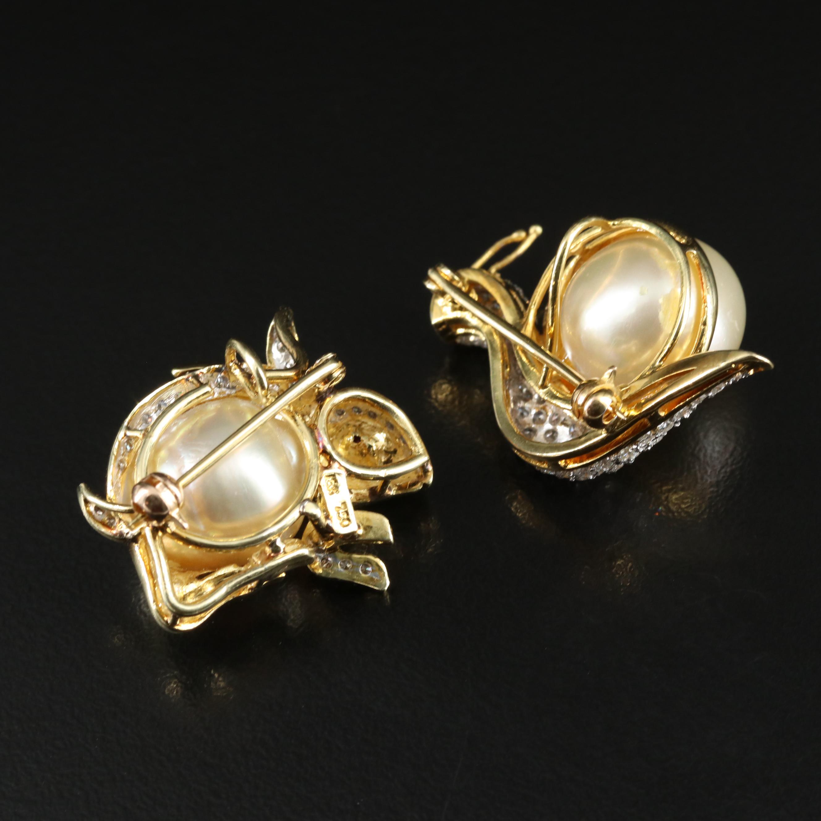 18K Pearl and Diamond Converter Brooches