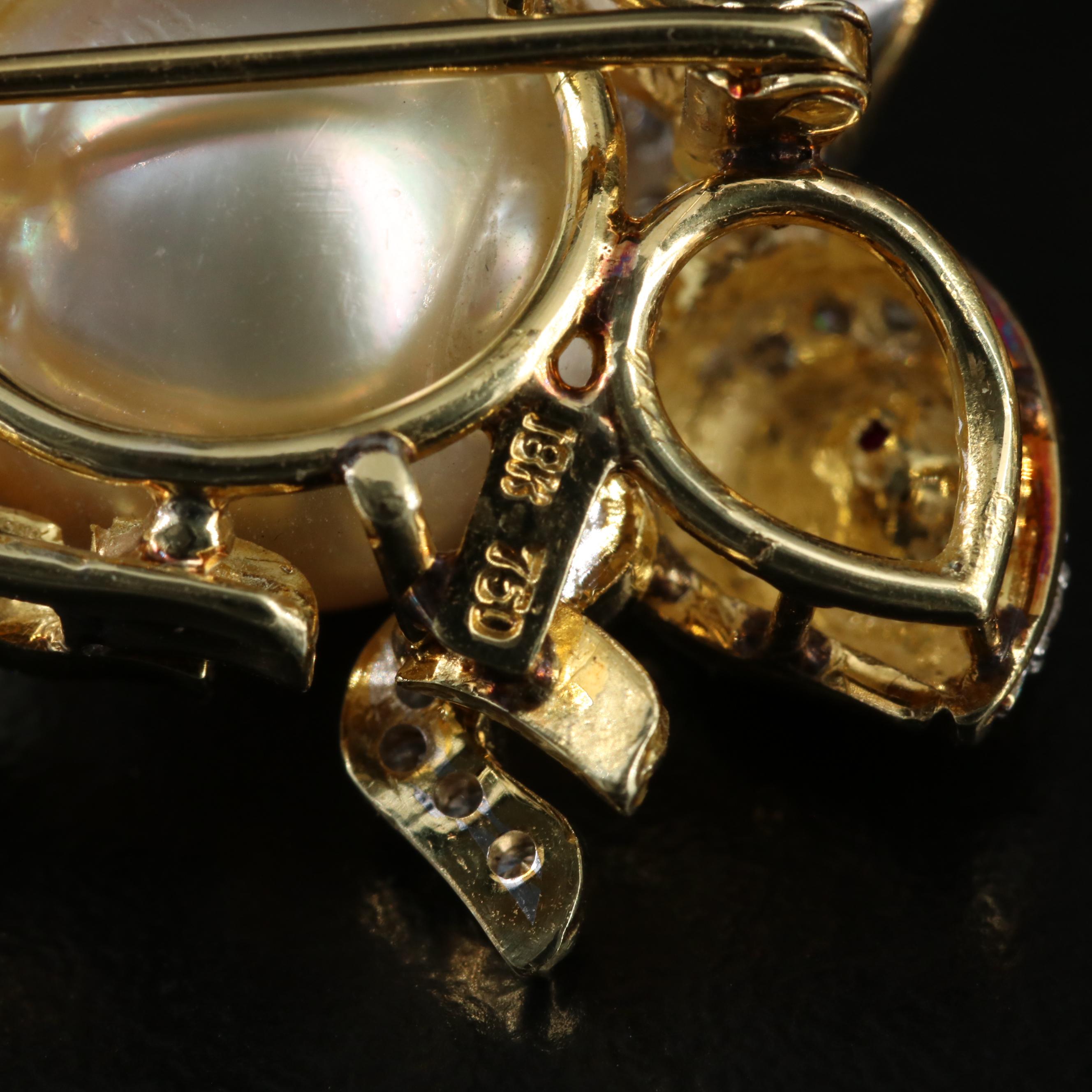 18K Pearl and Diamond Converter Brooches