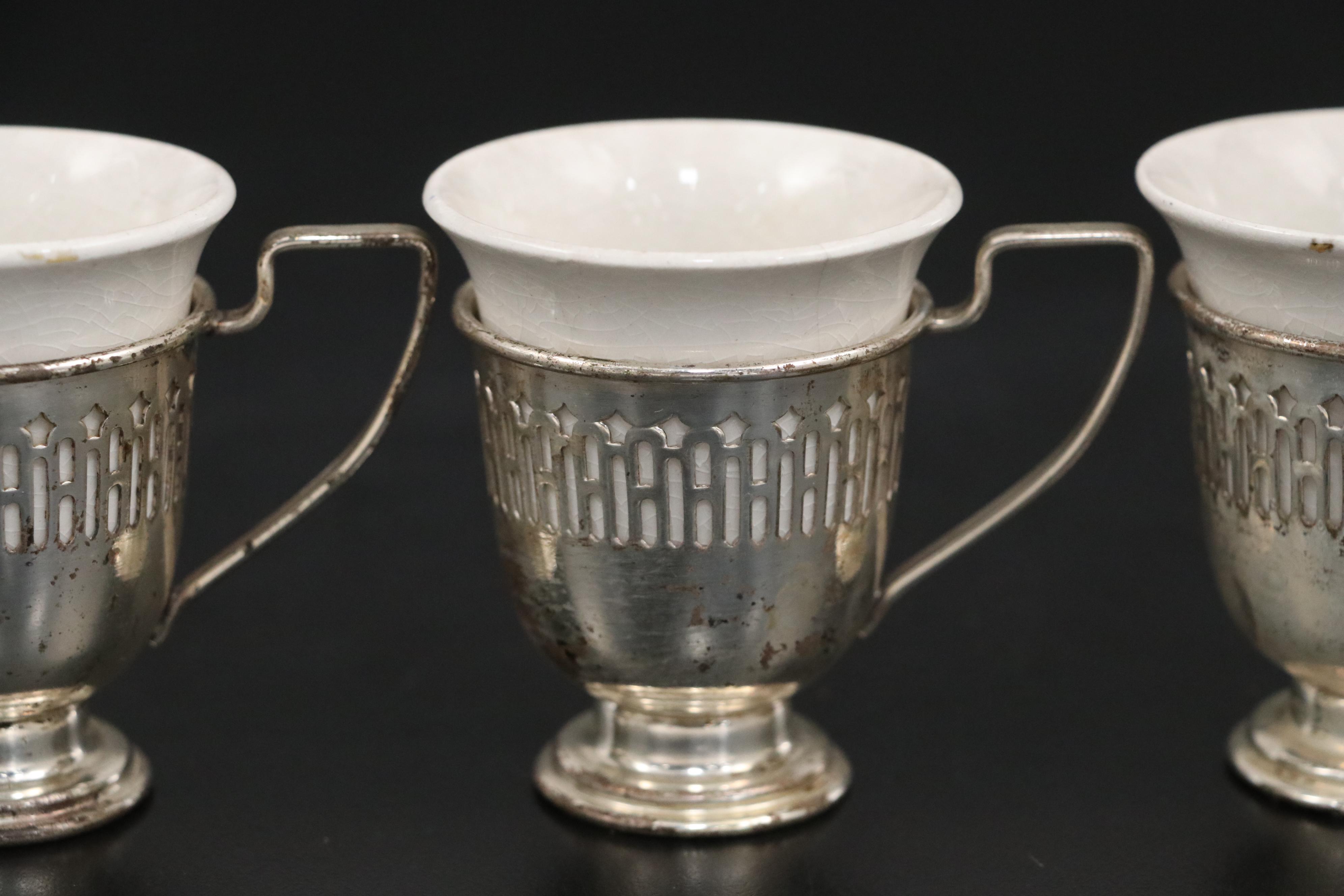Frank M. Whiting Sterling Handled Cake Breaker with Other Demitasse Cups
