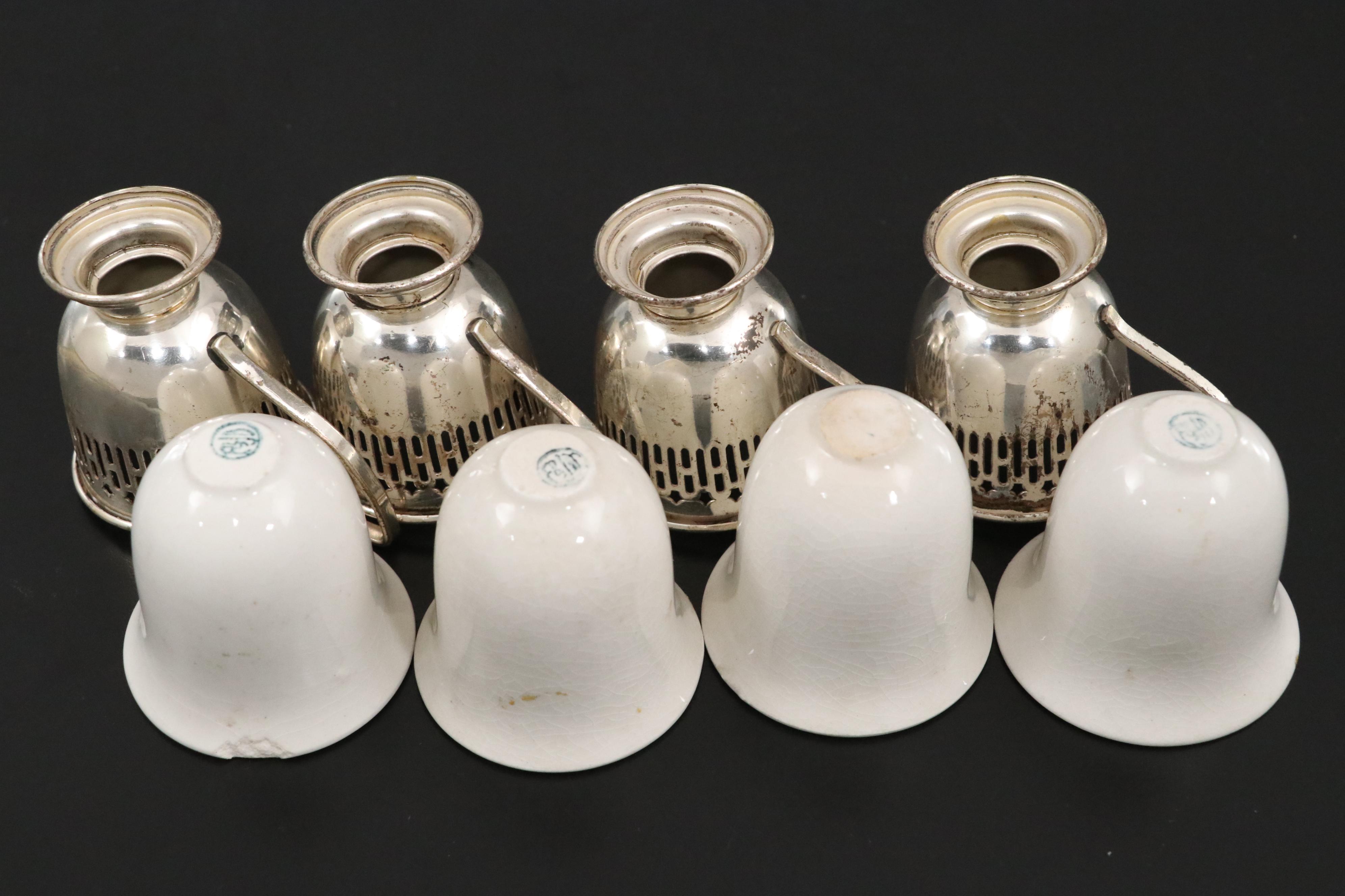 Frank M. Whiting Sterling Handled Cake Breaker with Other Demitasse Cups