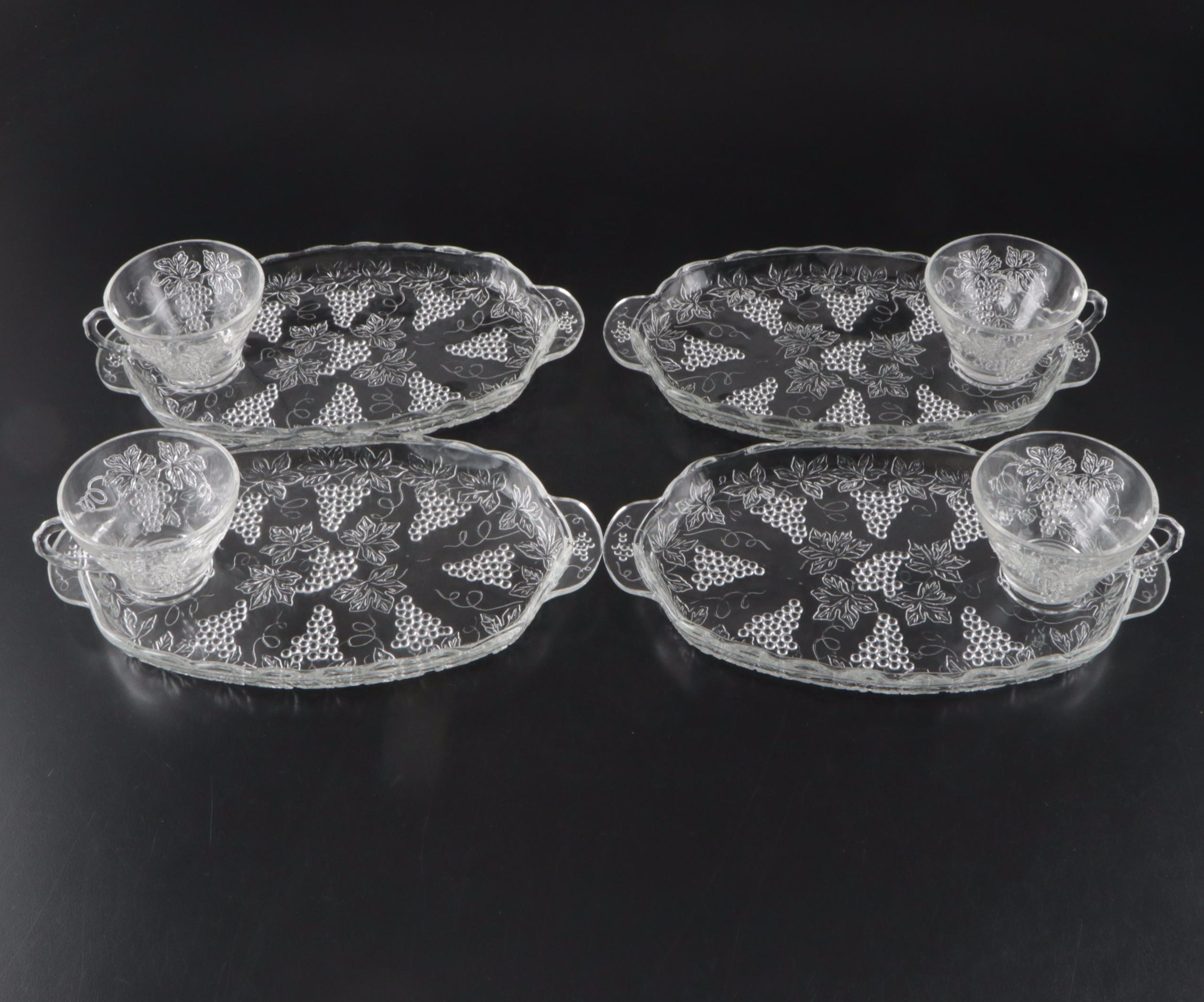 Anchor Hocking "Vintage Clear" Snack Sets with Rooster Spoon Holder