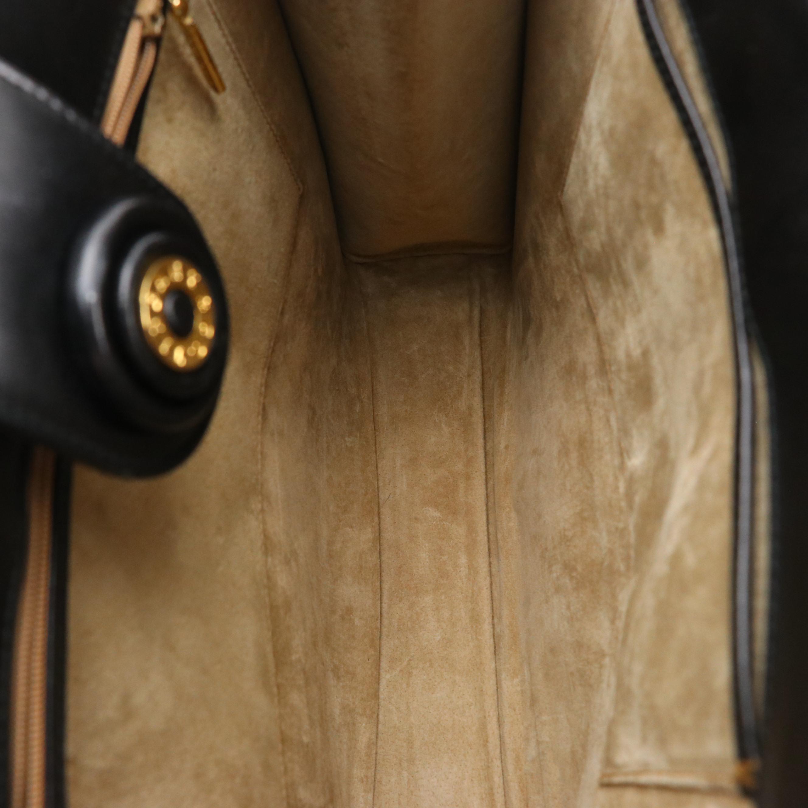 Tiffany & Co. Logo Plate Chain Strap Bag in Black Leather