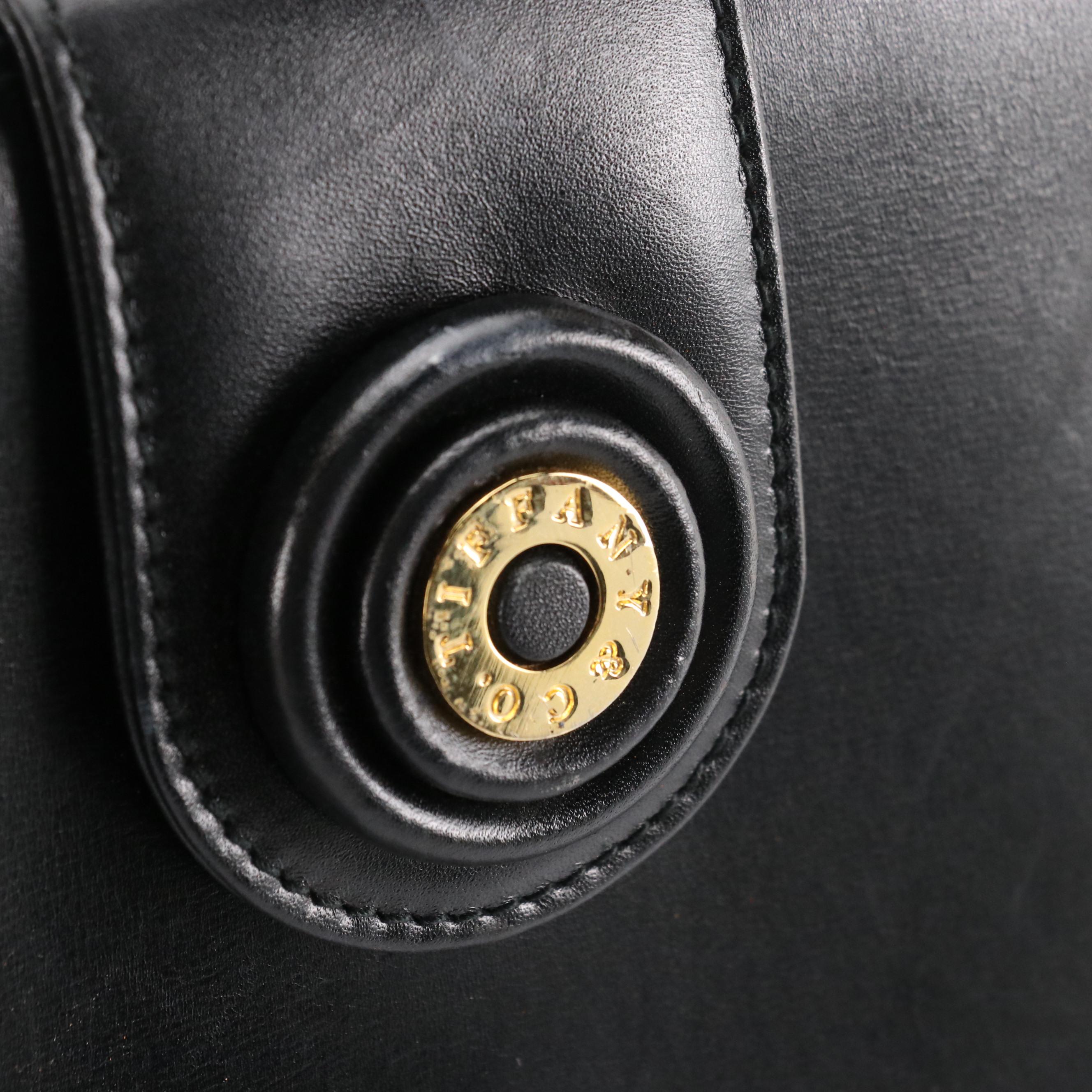 Tiffany & Co. Logo Plate Chain Strap Bag in Black Leather