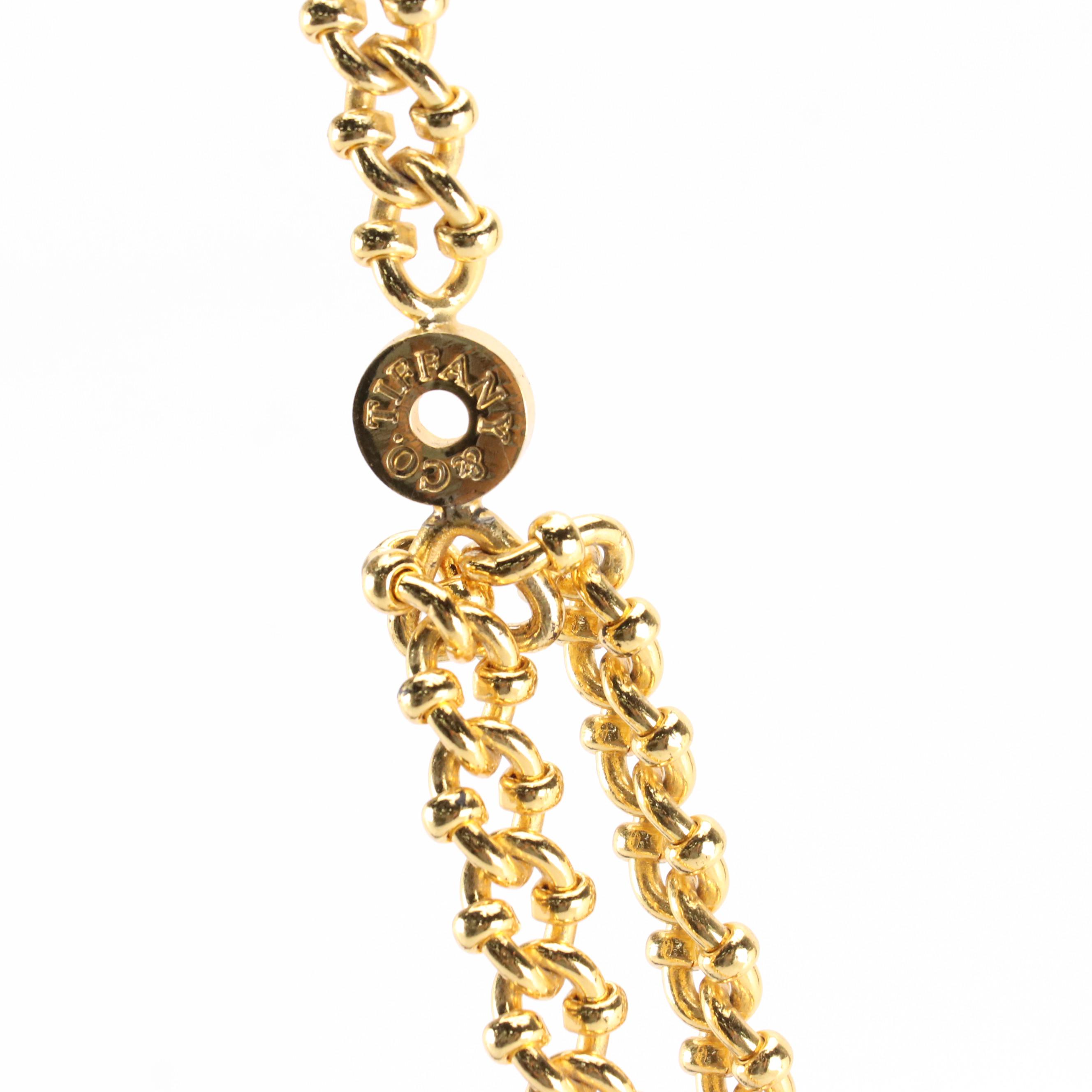 Tiffany & Co. Logo Plate Chain Strap Bag in Black Leather