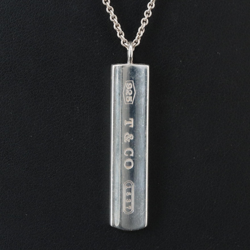 Tiffany & Co. 1837 Sterling Bar Pendant Necklace