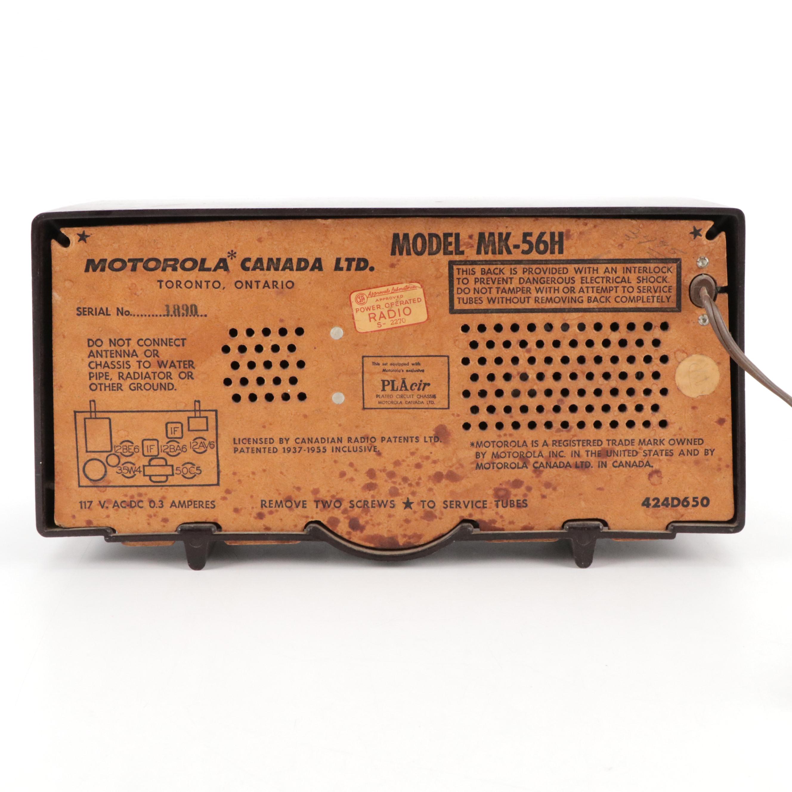 Motorola Model MK-56H Broadcast Receiver Radio, Mid-20th Century