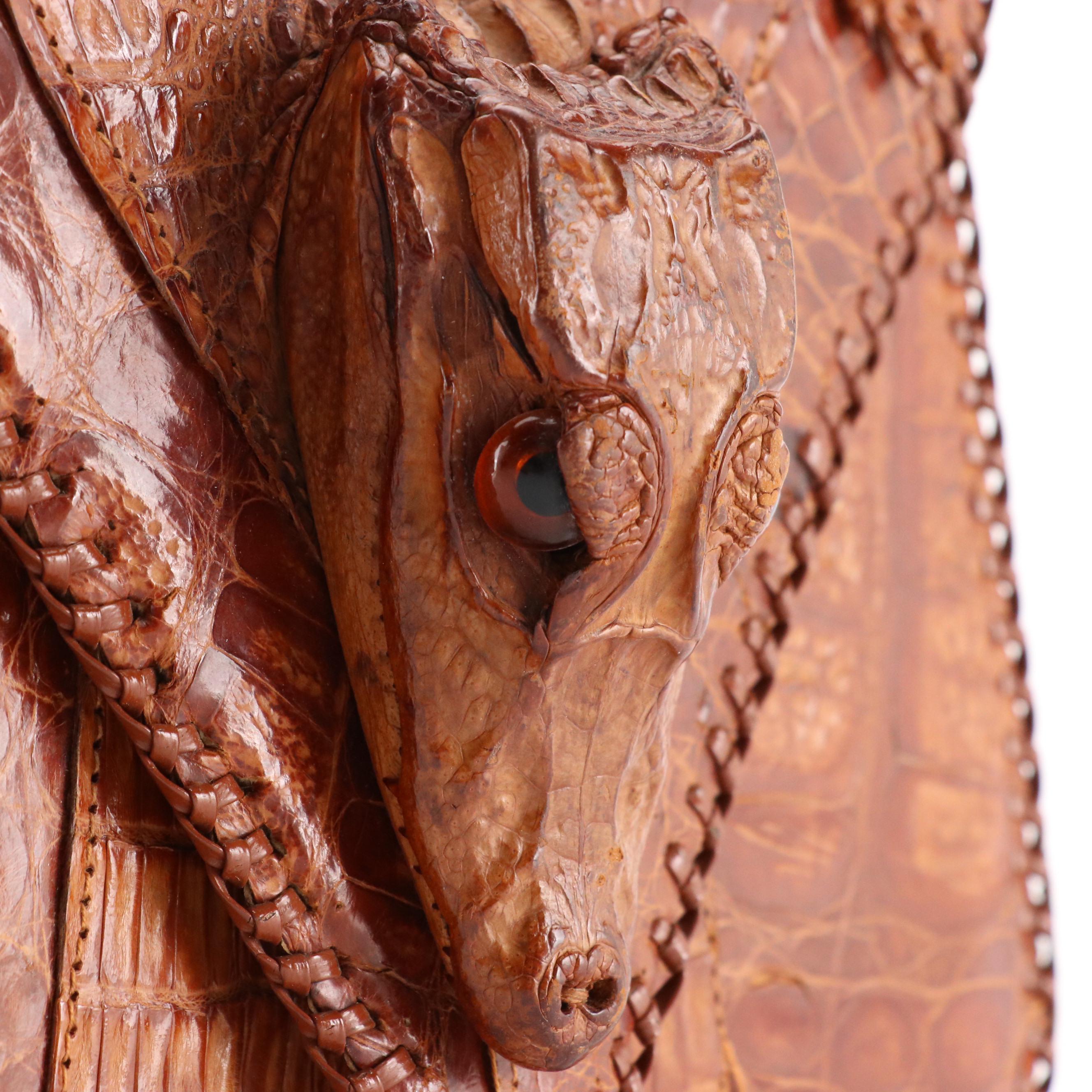Brown Cuban Caiman Alligator Leather Handbag
