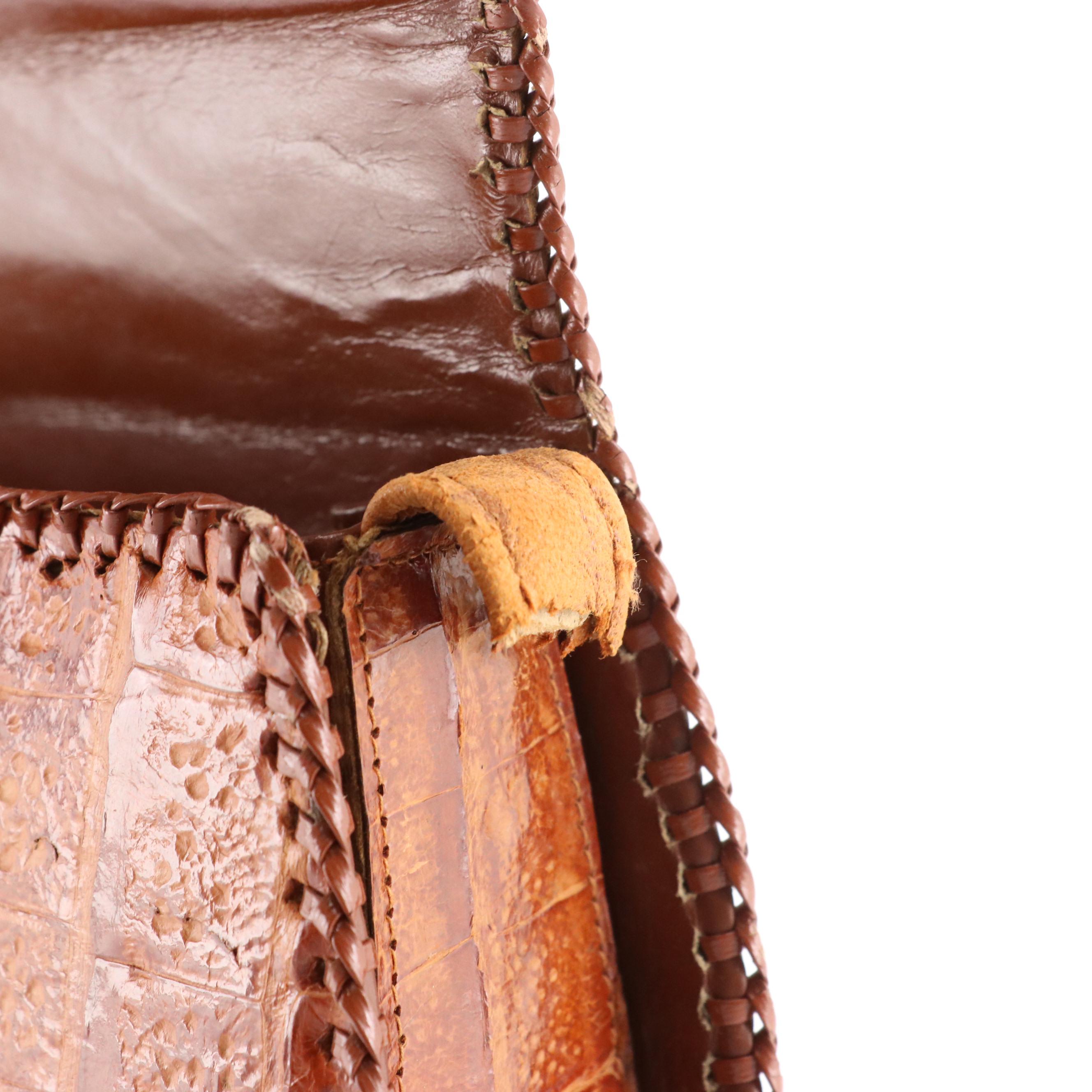 Brown Cuban Caiman Alligator Leather Handbag