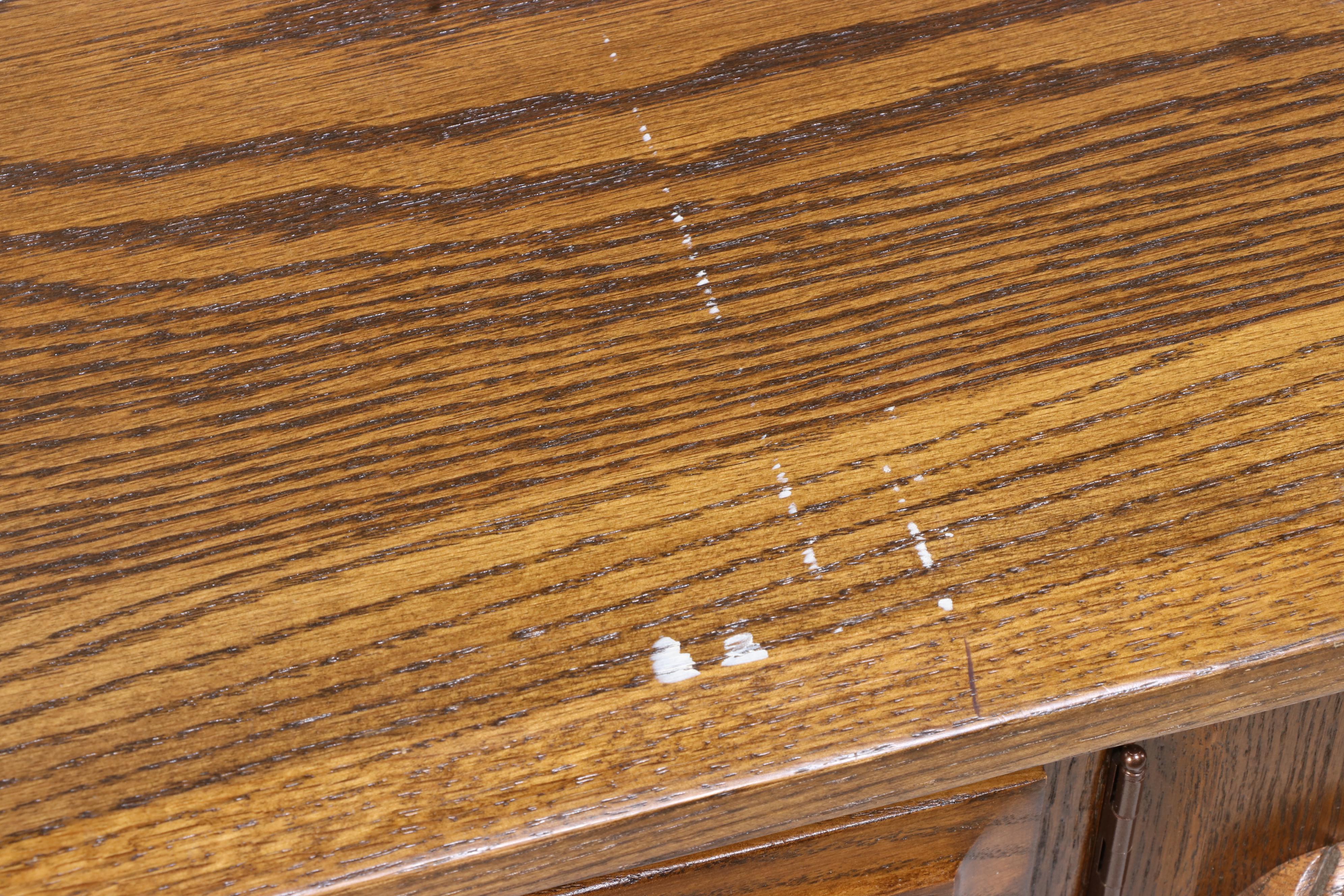 Late Victorian Style Paneled Oak Single-Pedestal Computer Desk