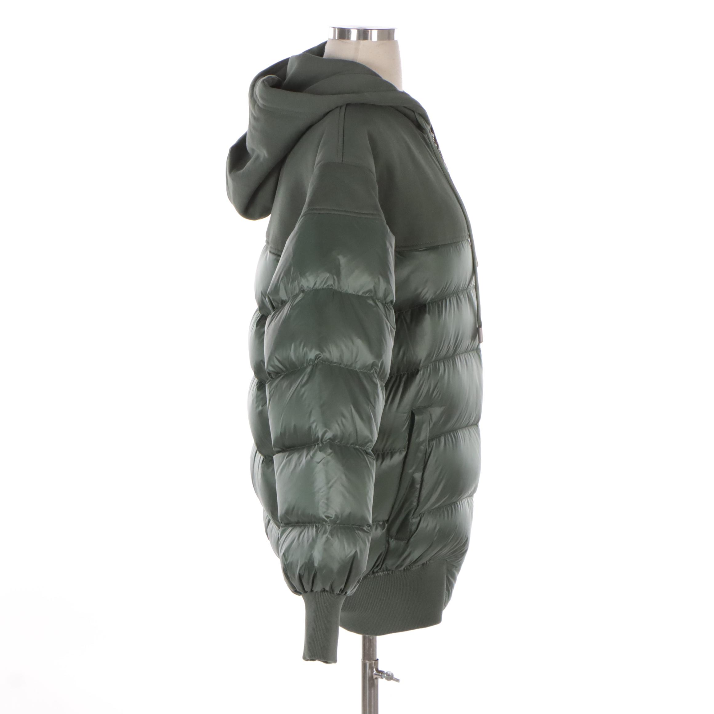 Telfar Green Down Puff Hoodie Jacket