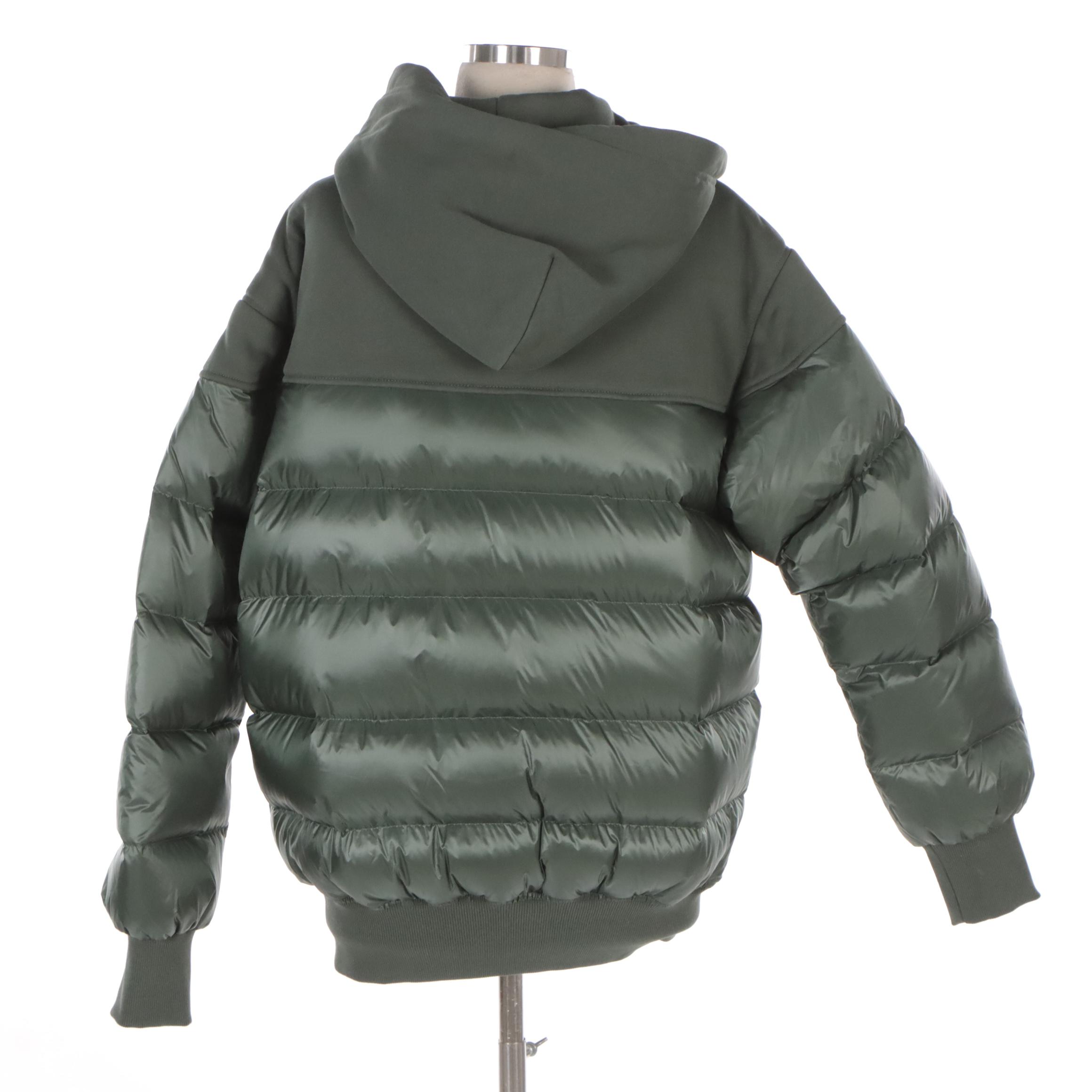 Telfar Green Down Puff Hoodie Jacket