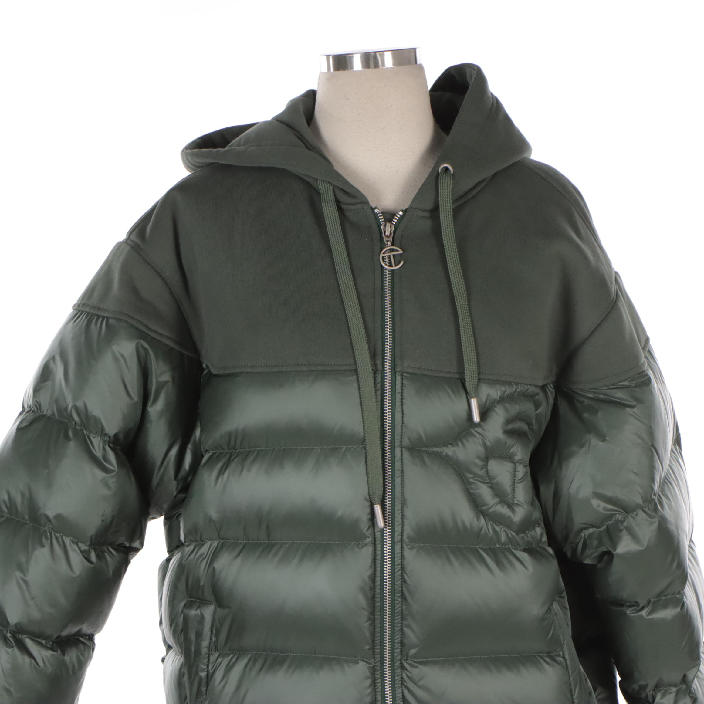 Telfar Green Down Puff Hoodie Jacket