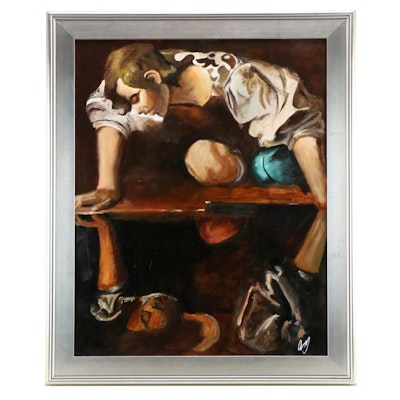 James Conroy Oil Painting After Caravaggio "Narcissus"