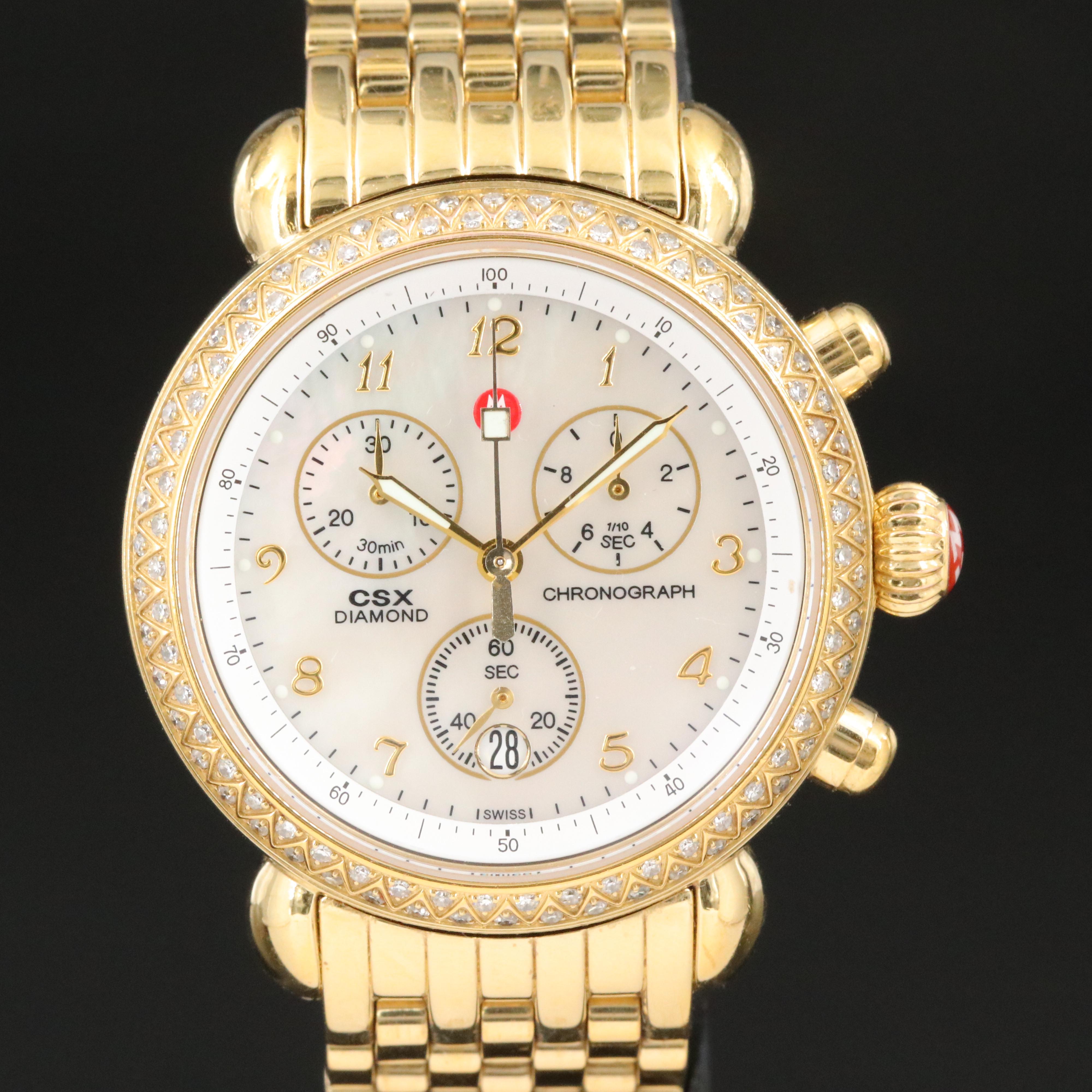 Michele CSX Diamond Chronograph Watch
