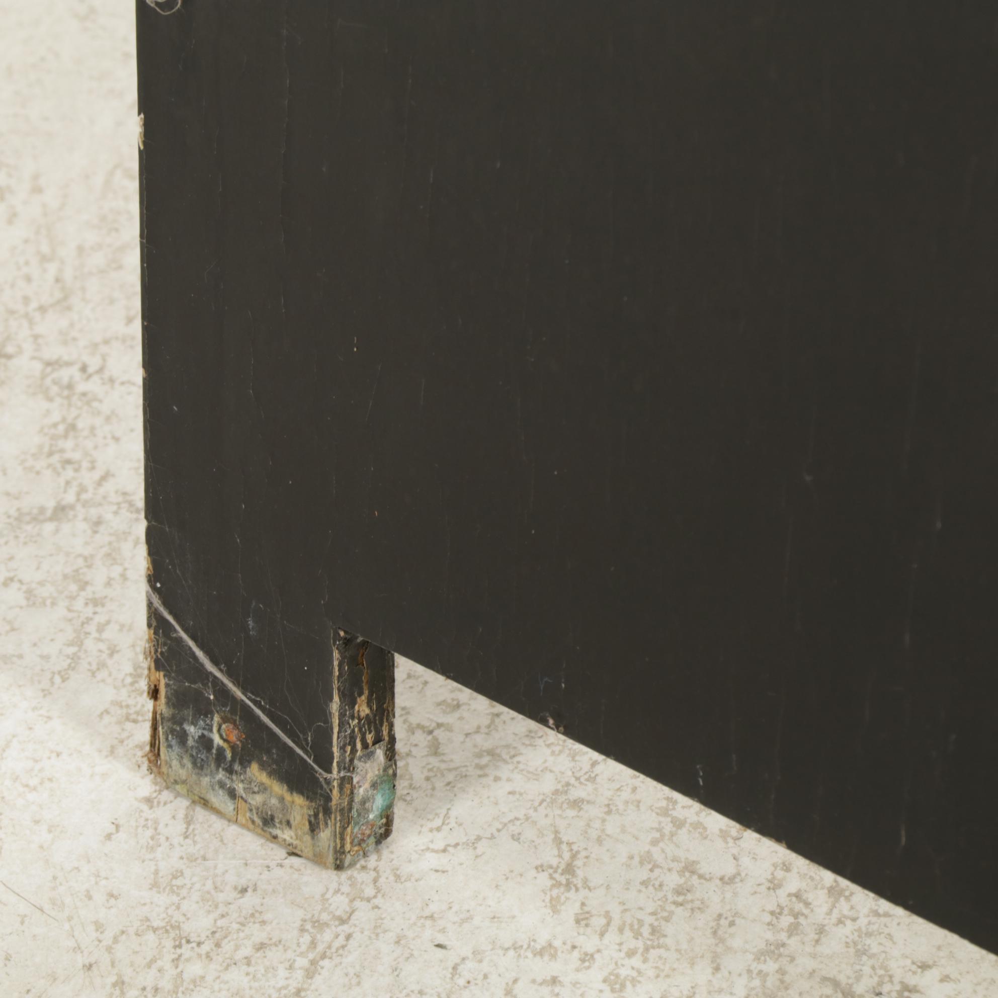 Chinese Style Black Lacquer Four Panel Room Screen, Mid to Late 20th Century