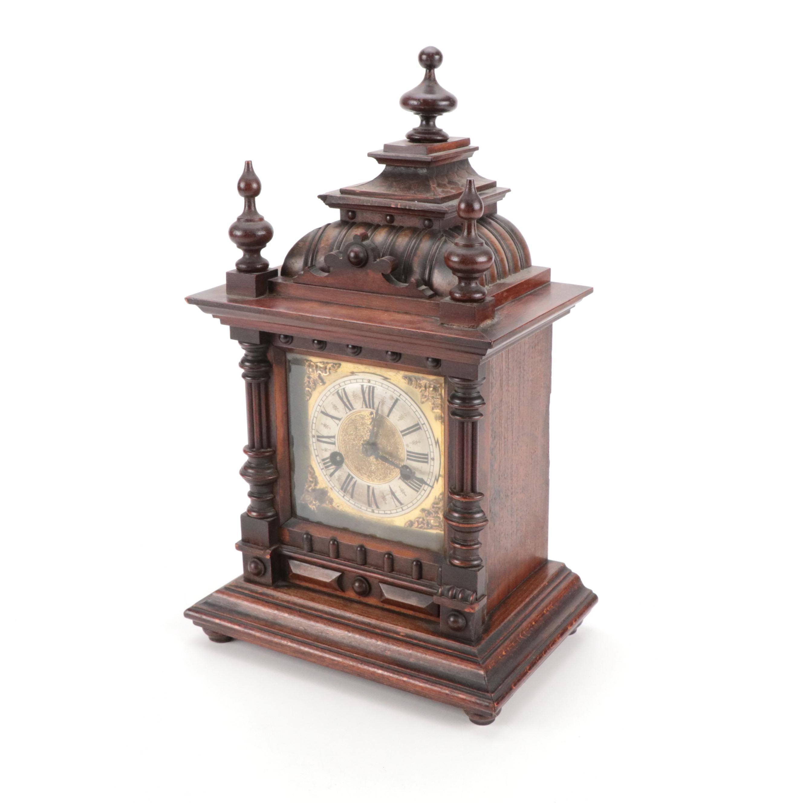 Hamburg American Wooden Mantel Clock, Late 19th Century