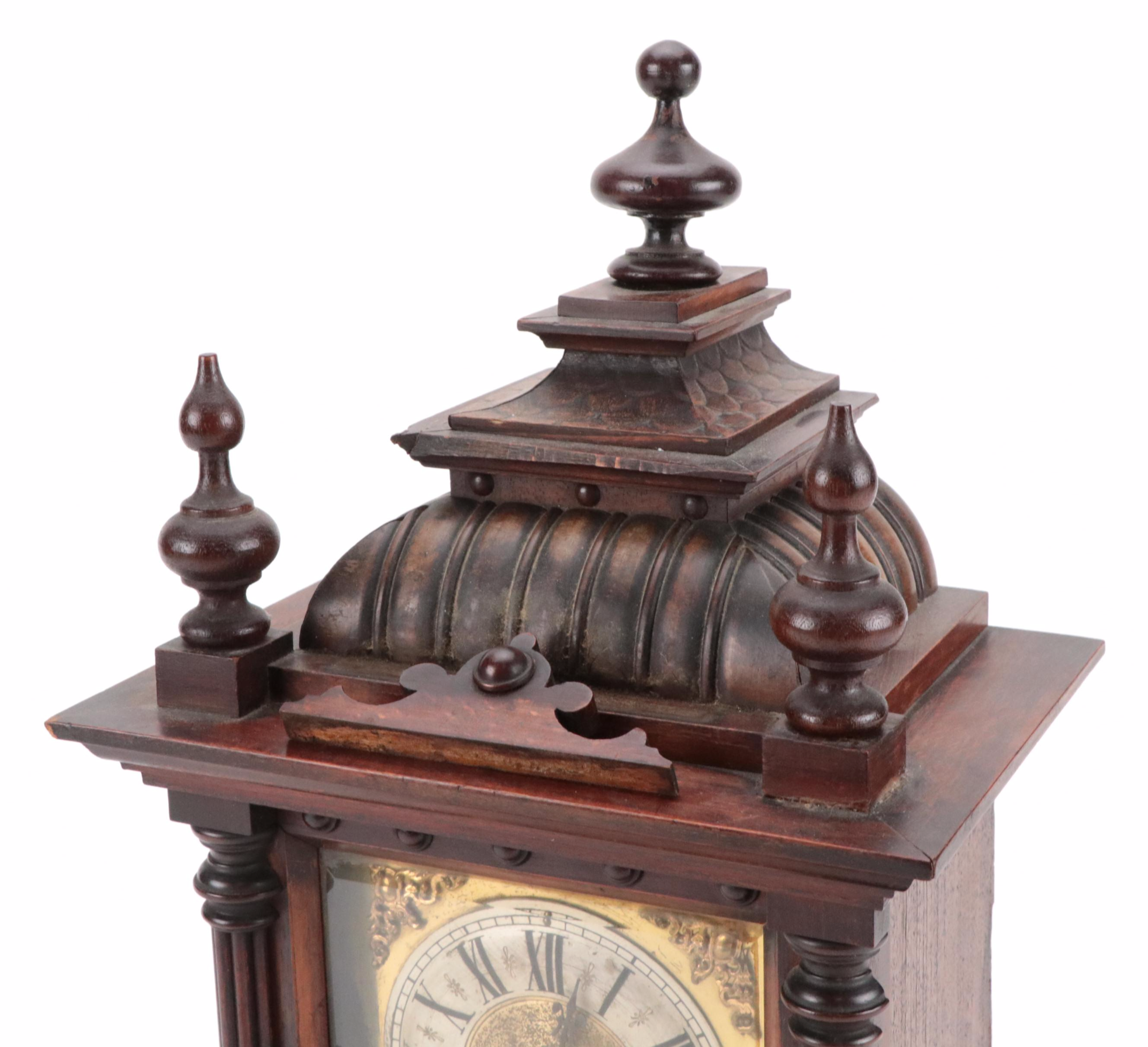 Hamburg American Wooden Mantel Clock, Late 19th Century