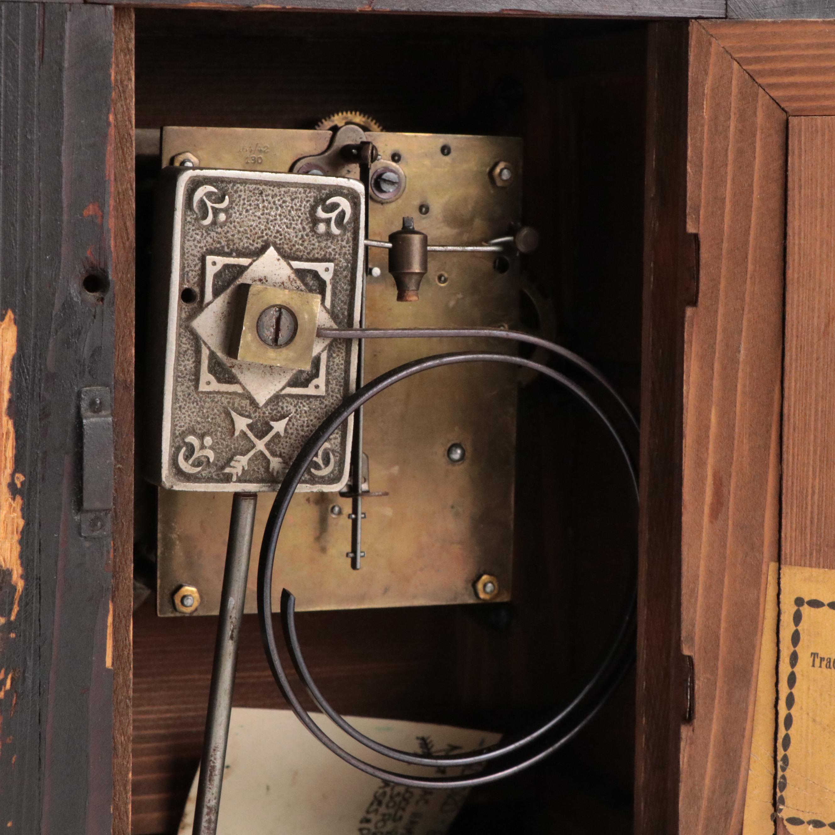 Hamburg American Wooden Mantel Clock, Late 19th Century