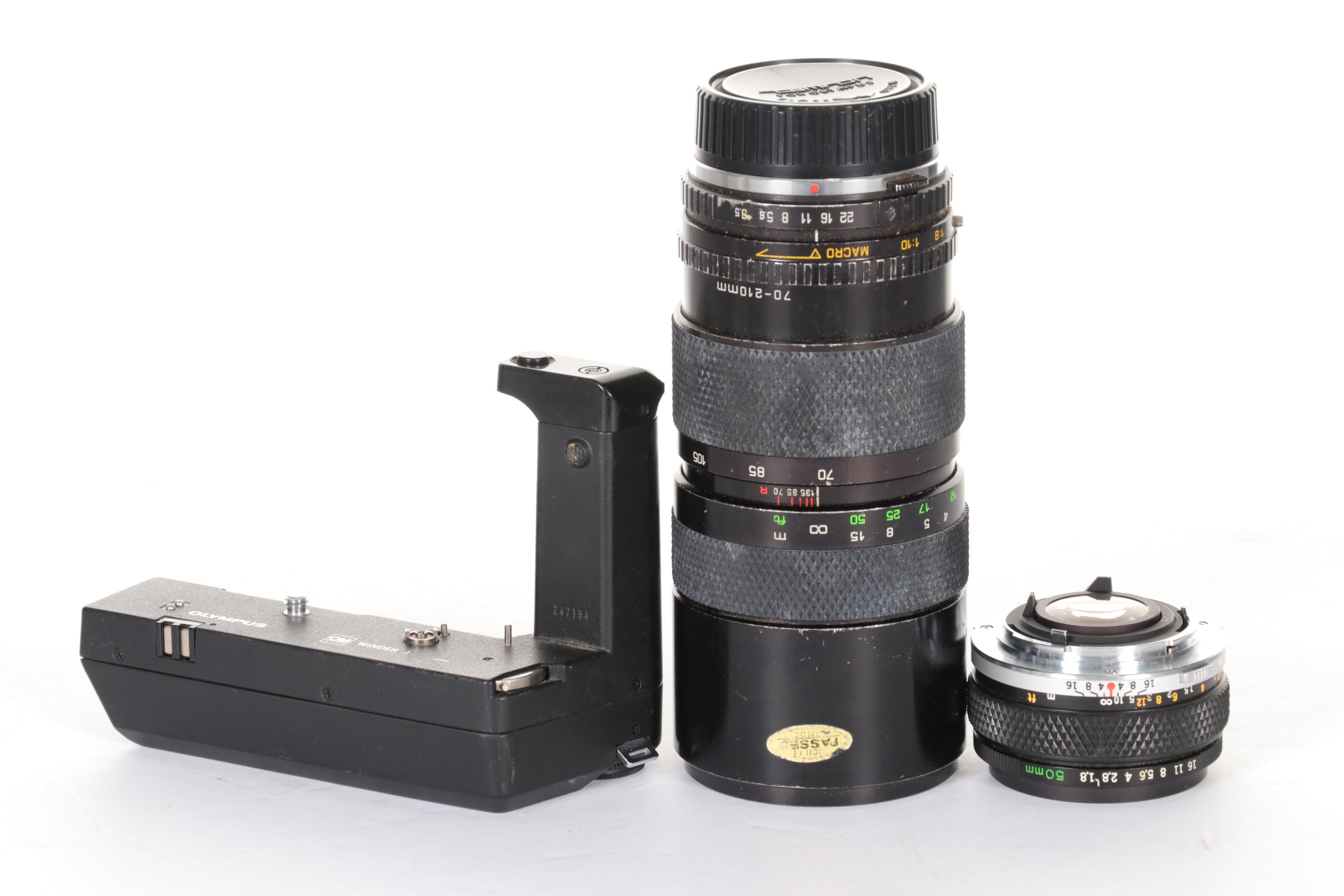 Olympus SLR Camera Bodies with Lenses and Other Accessories