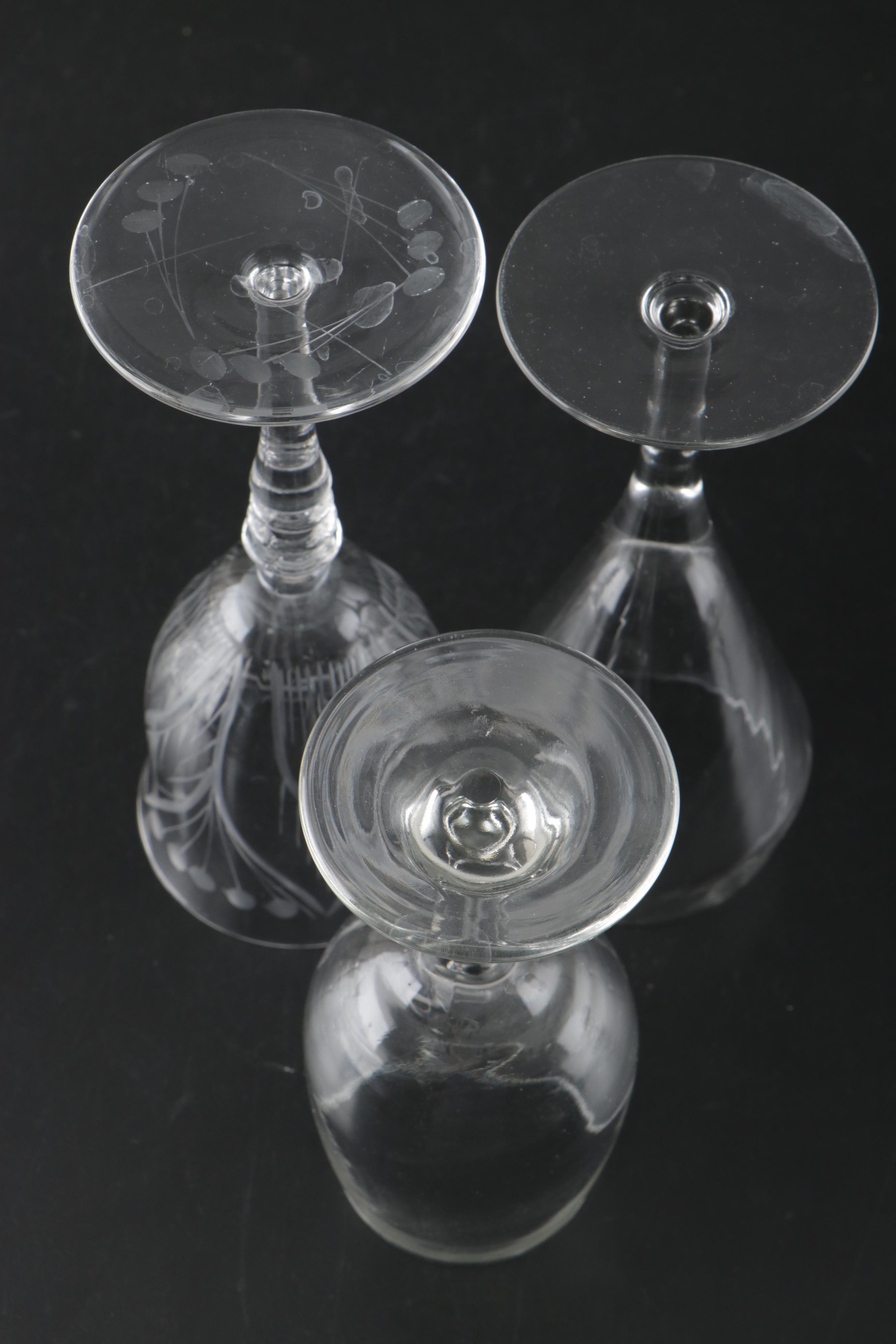 Embossed and Smooth Clear Glass Water Goblets and More