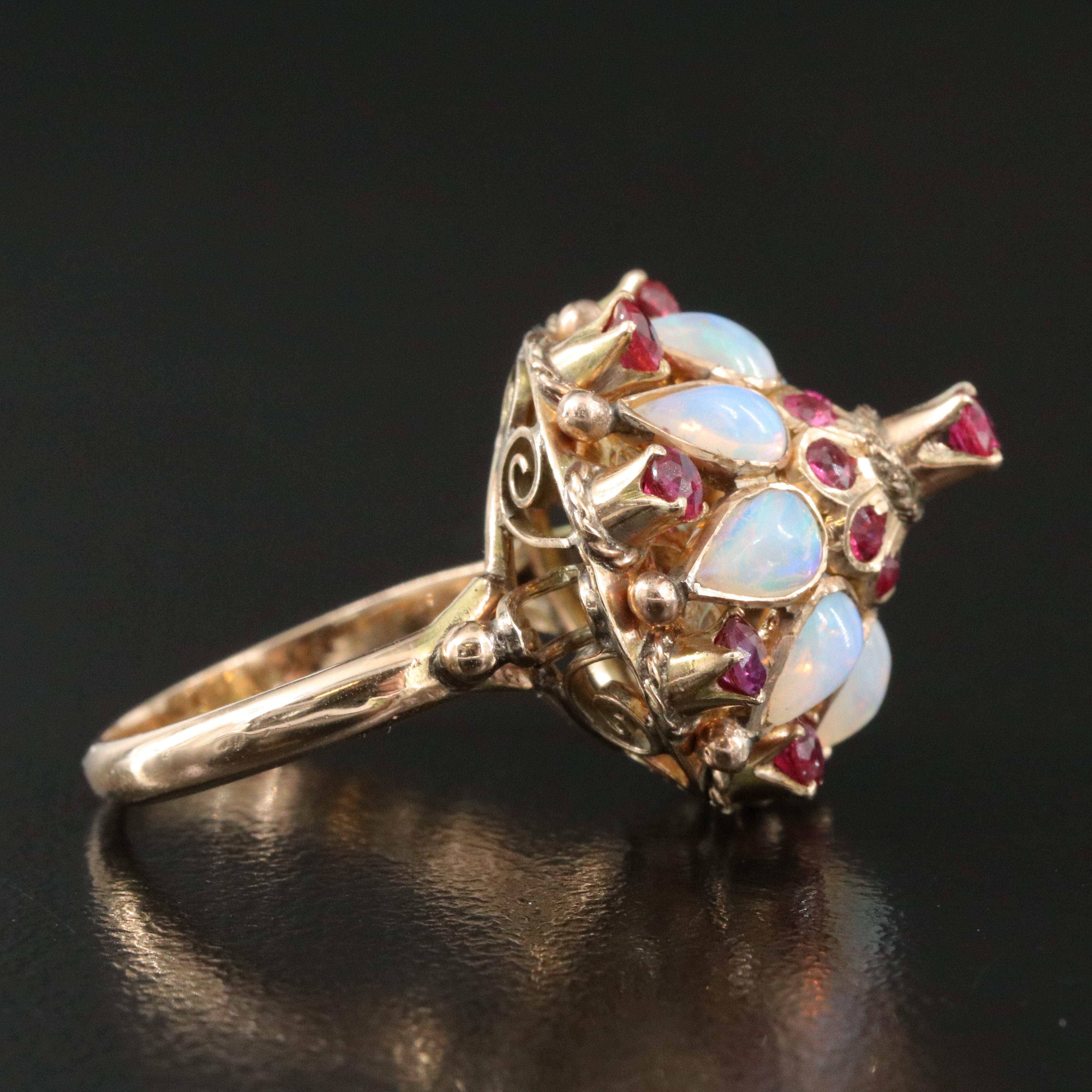 10K Ruby and Opal Thai Princess Ring