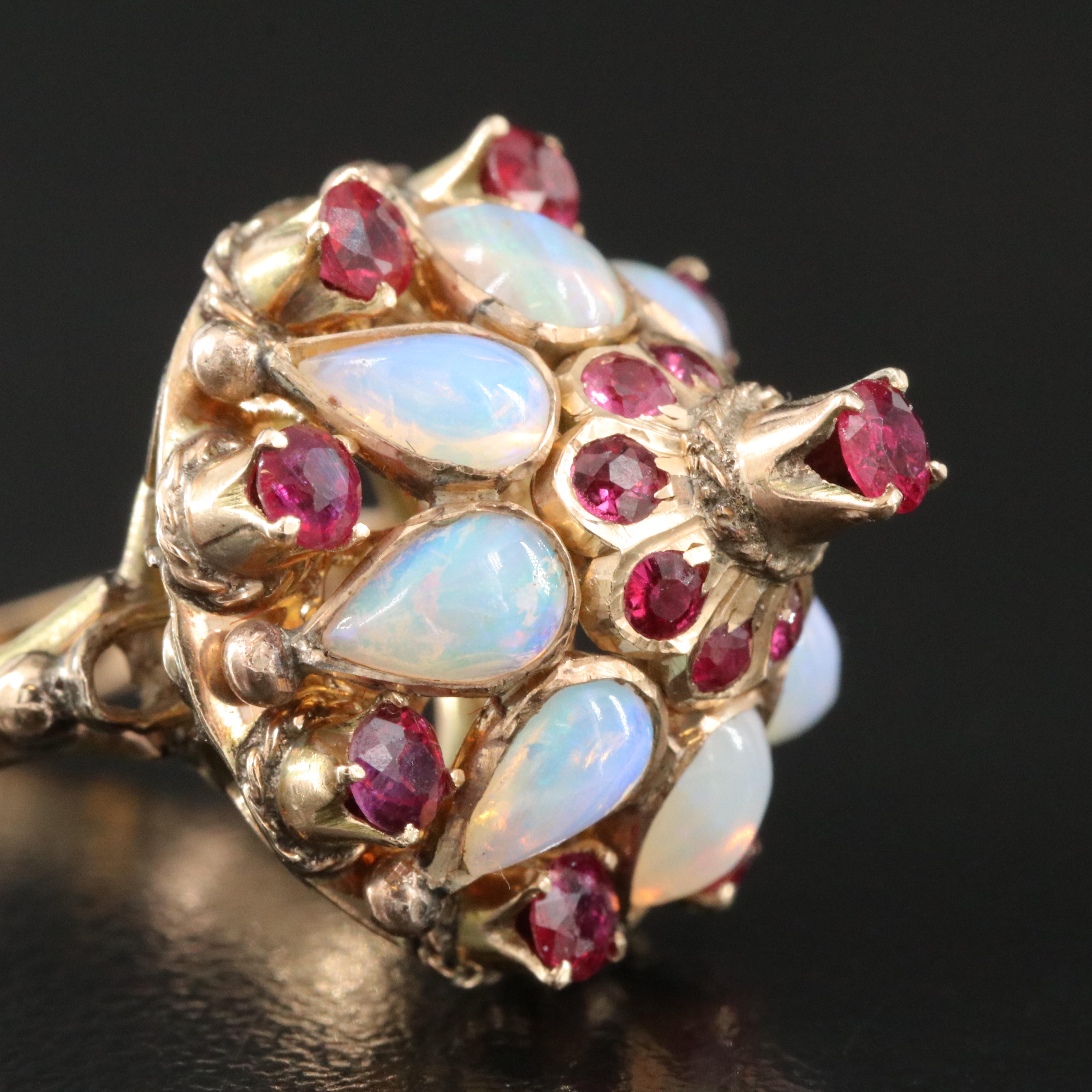 10K Ruby and Opal Thai Princess Ring