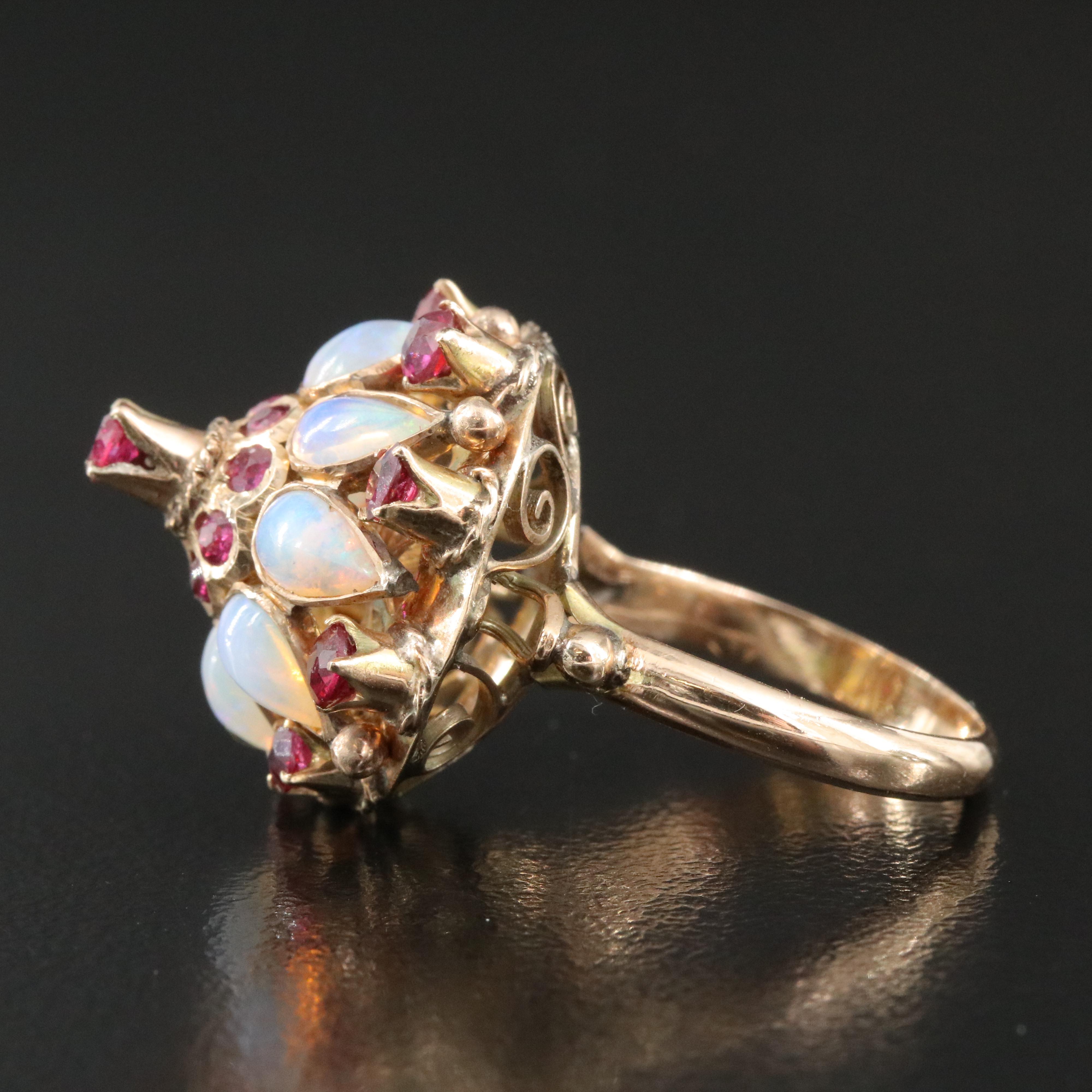 10K Ruby and Opal Thai Princess Ring