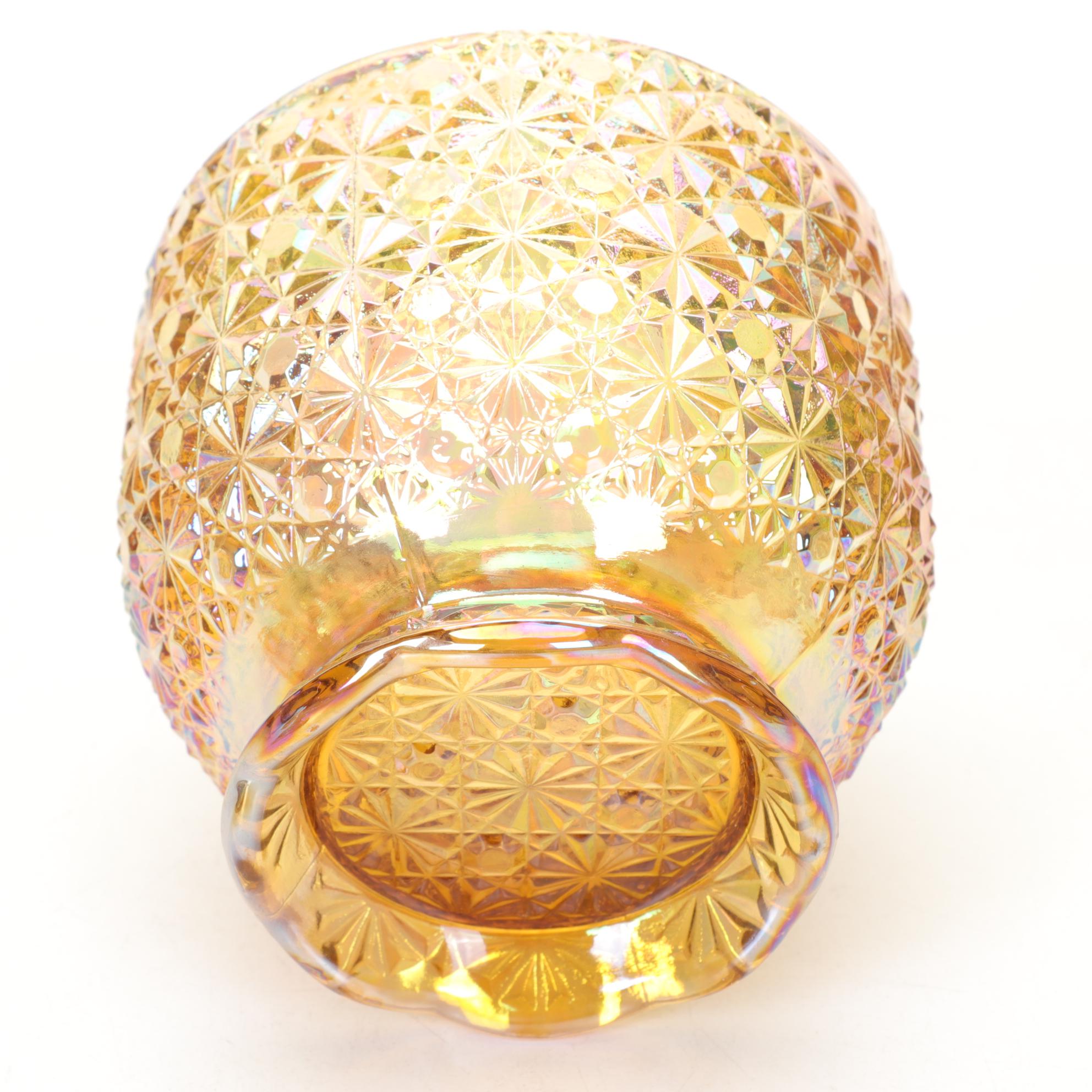 Indiana Carnival Glass Candle Holders, L.E. Smith Lidded Candy Box and More