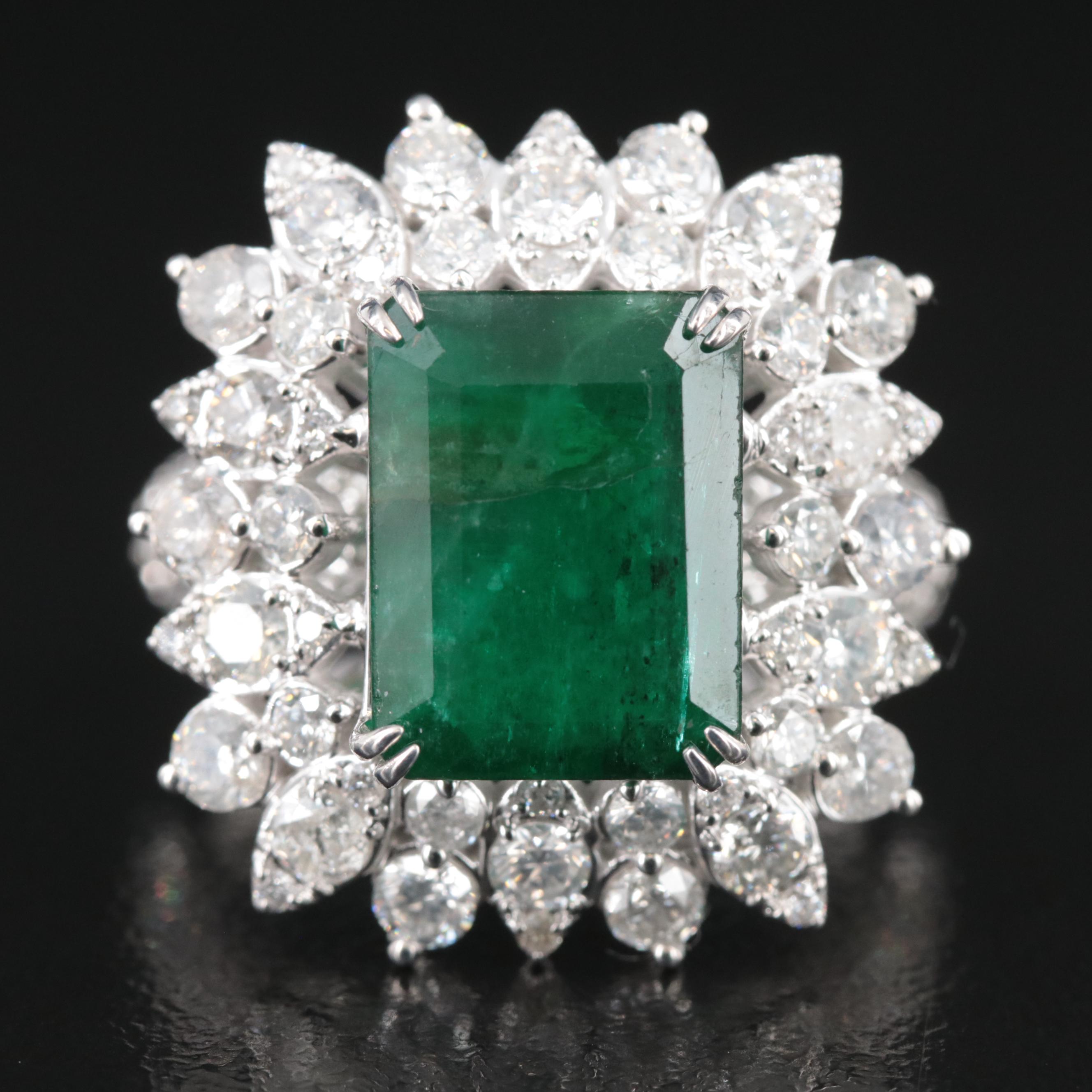 Ellanza 14K 4.89 CT Emerald and 2.66 CTW Diamond Ring