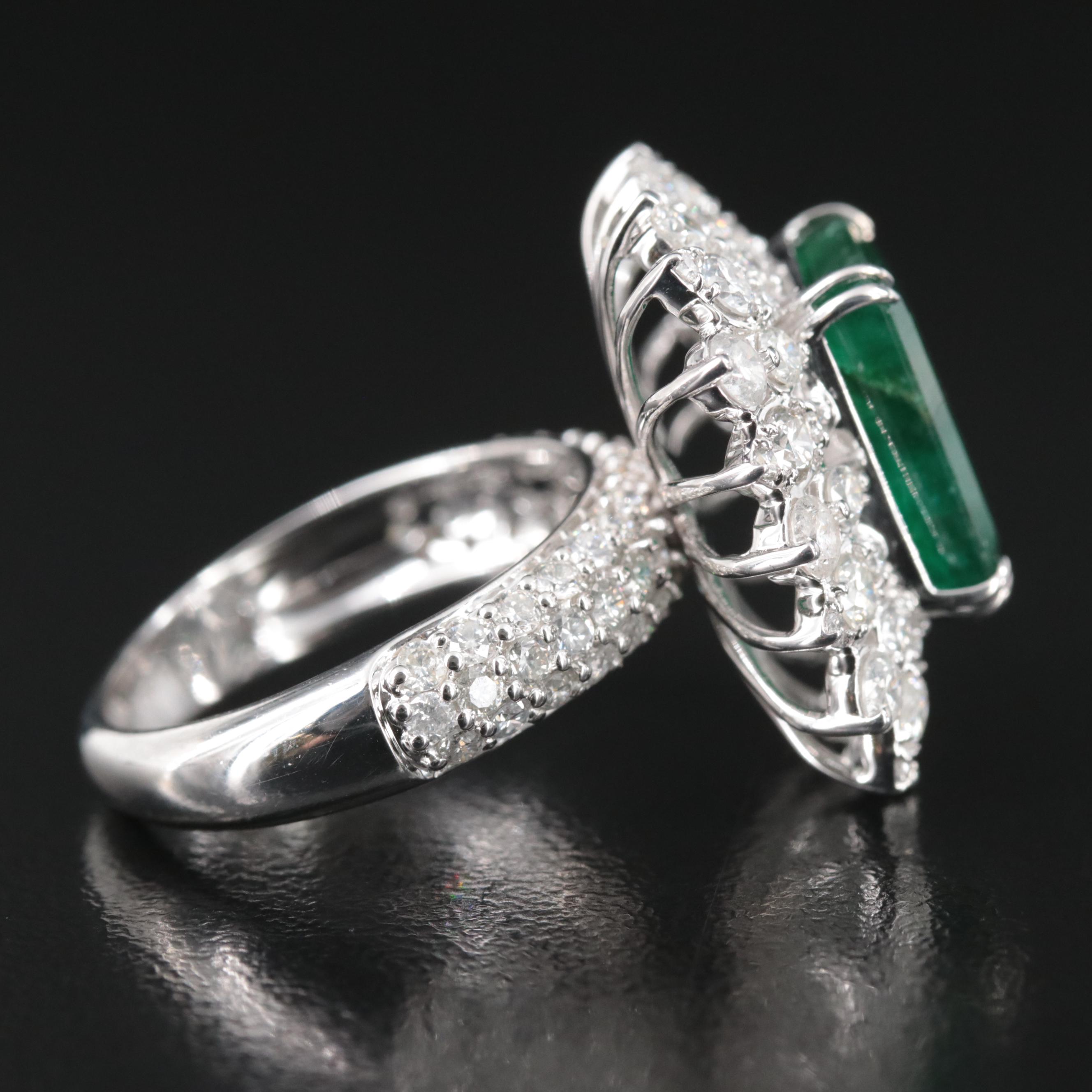 Ellanza 14K 4.89 CT Emerald and 2.66 CTW Diamond Ring