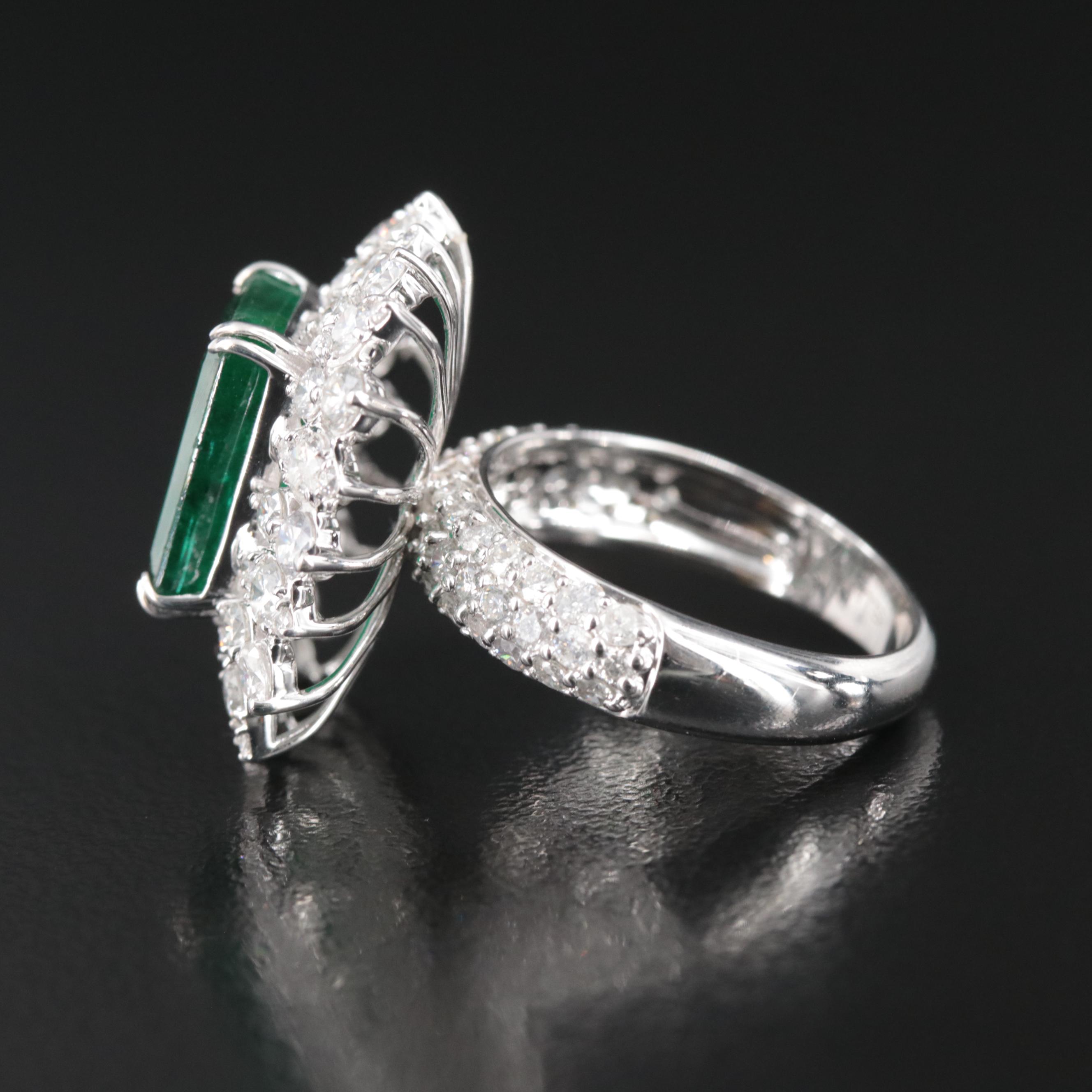 Ellanza 14K 4.89 CT Emerald and 2.66 CTW Diamond Ring
