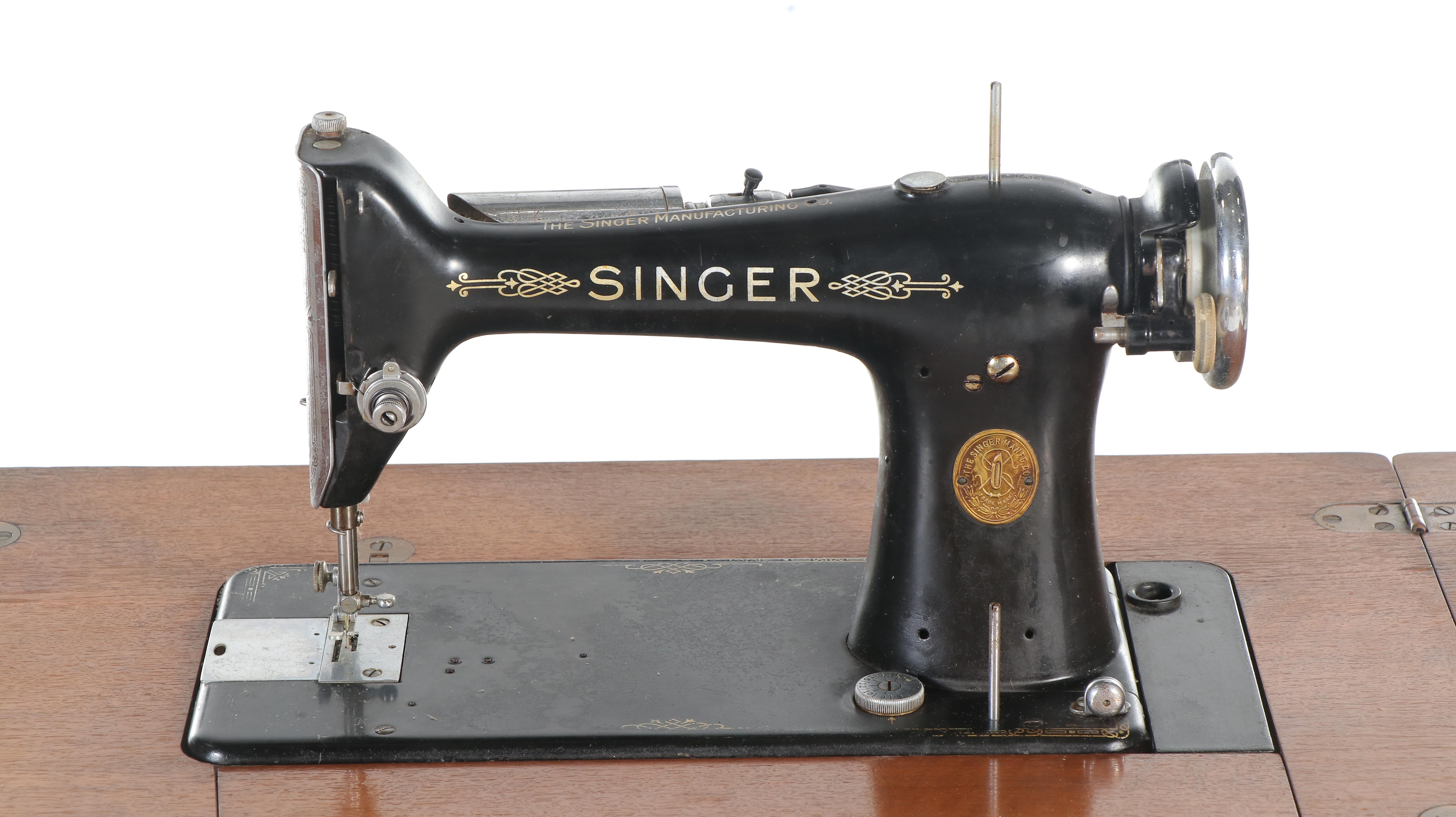 Singer Sewing Machine with Queen Anne Style Sewing Cabinet
