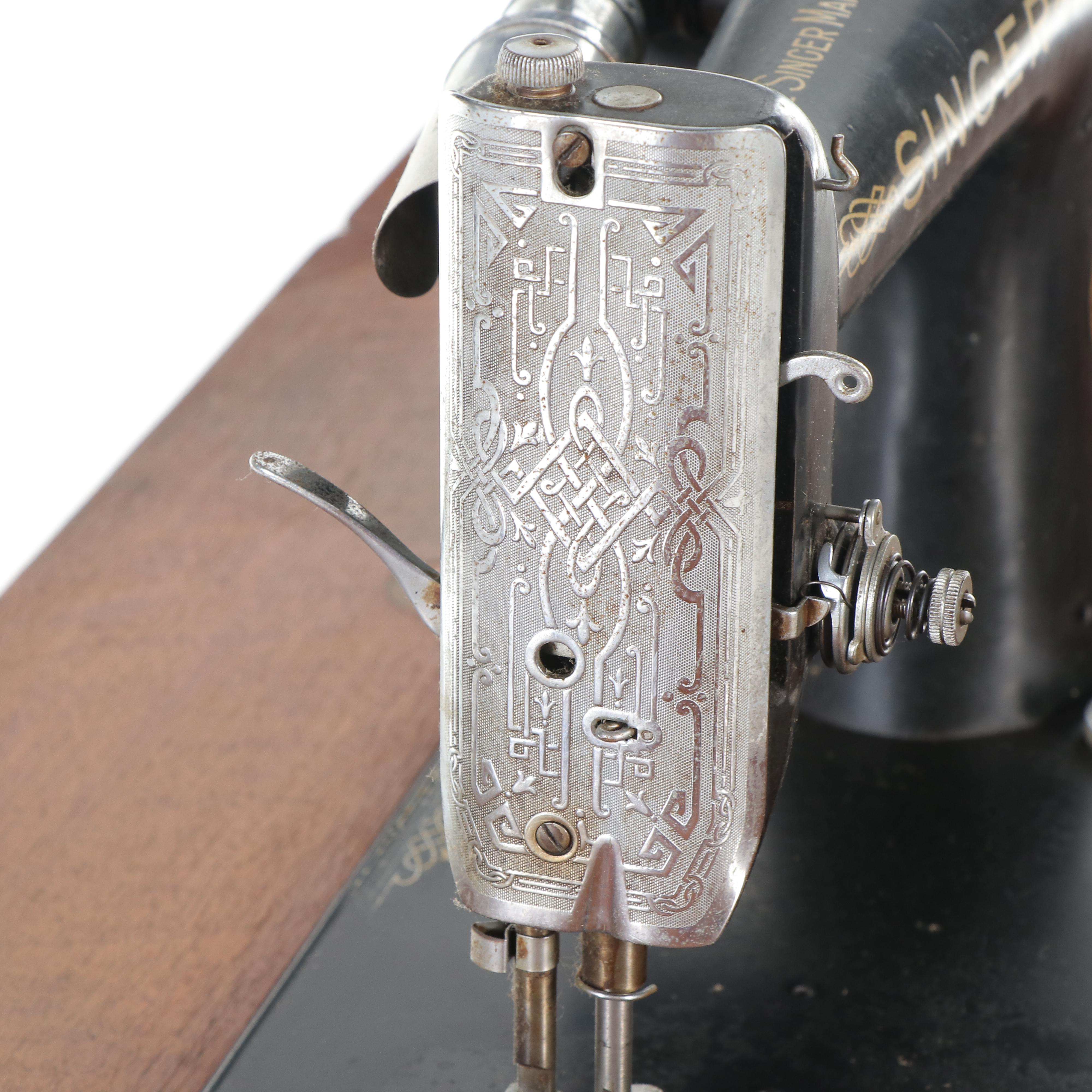 Singer Sewing Machine with Queen Anne Style Sewing Cabinet