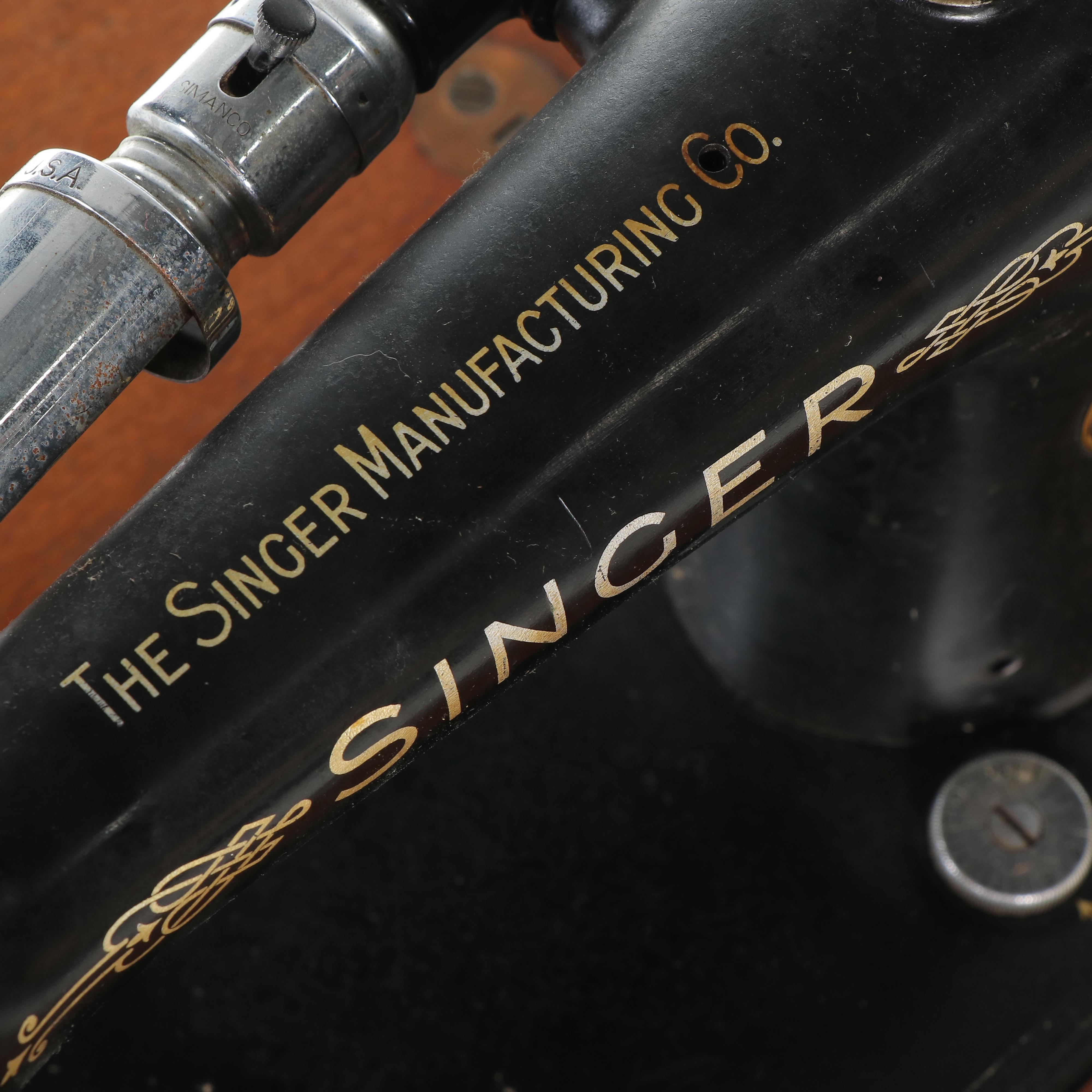 Singer Sewing Machine with Queen Anne Style Sewing Cabinet