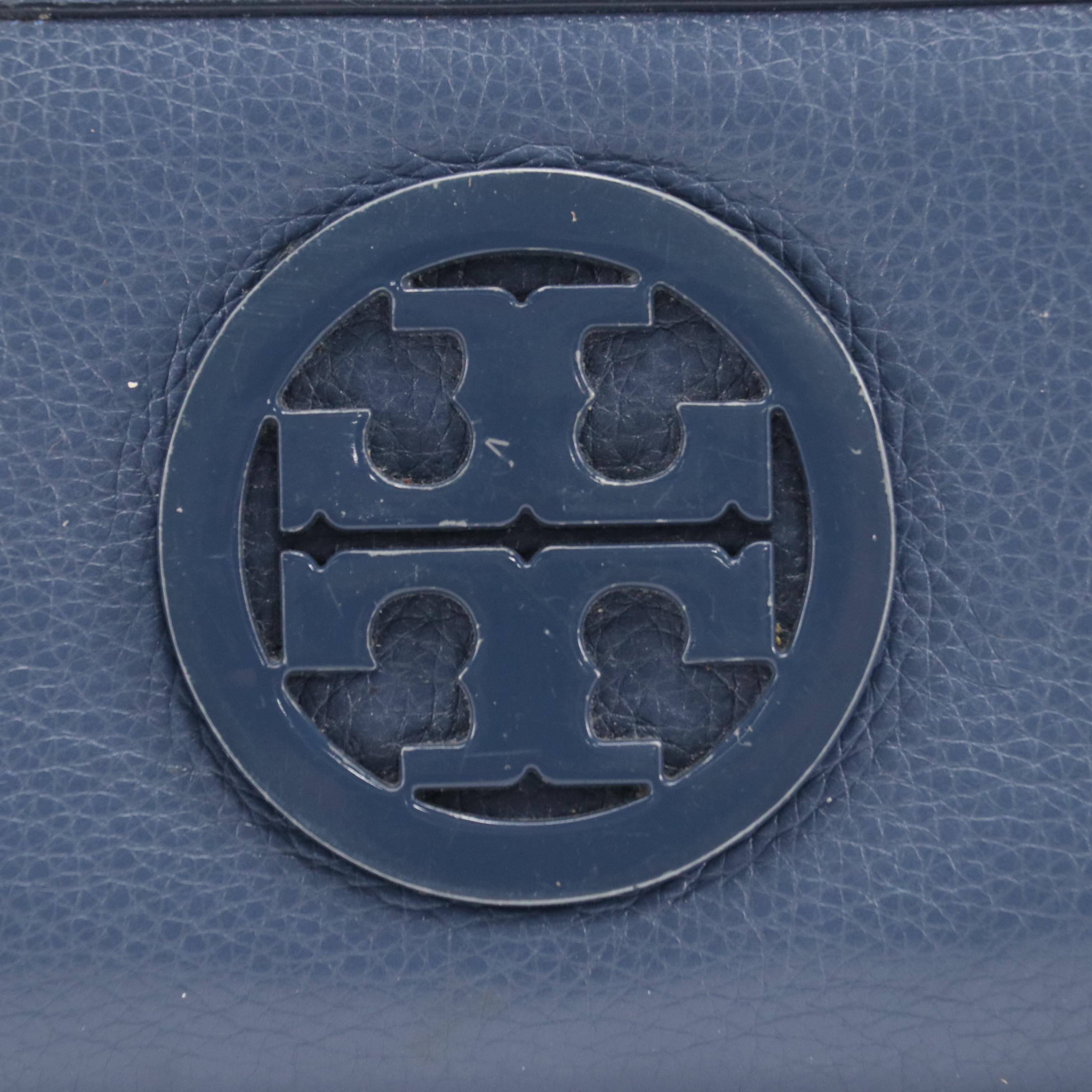Tory Burch Deep Blue Leather Continental Zip-Around Wallet
