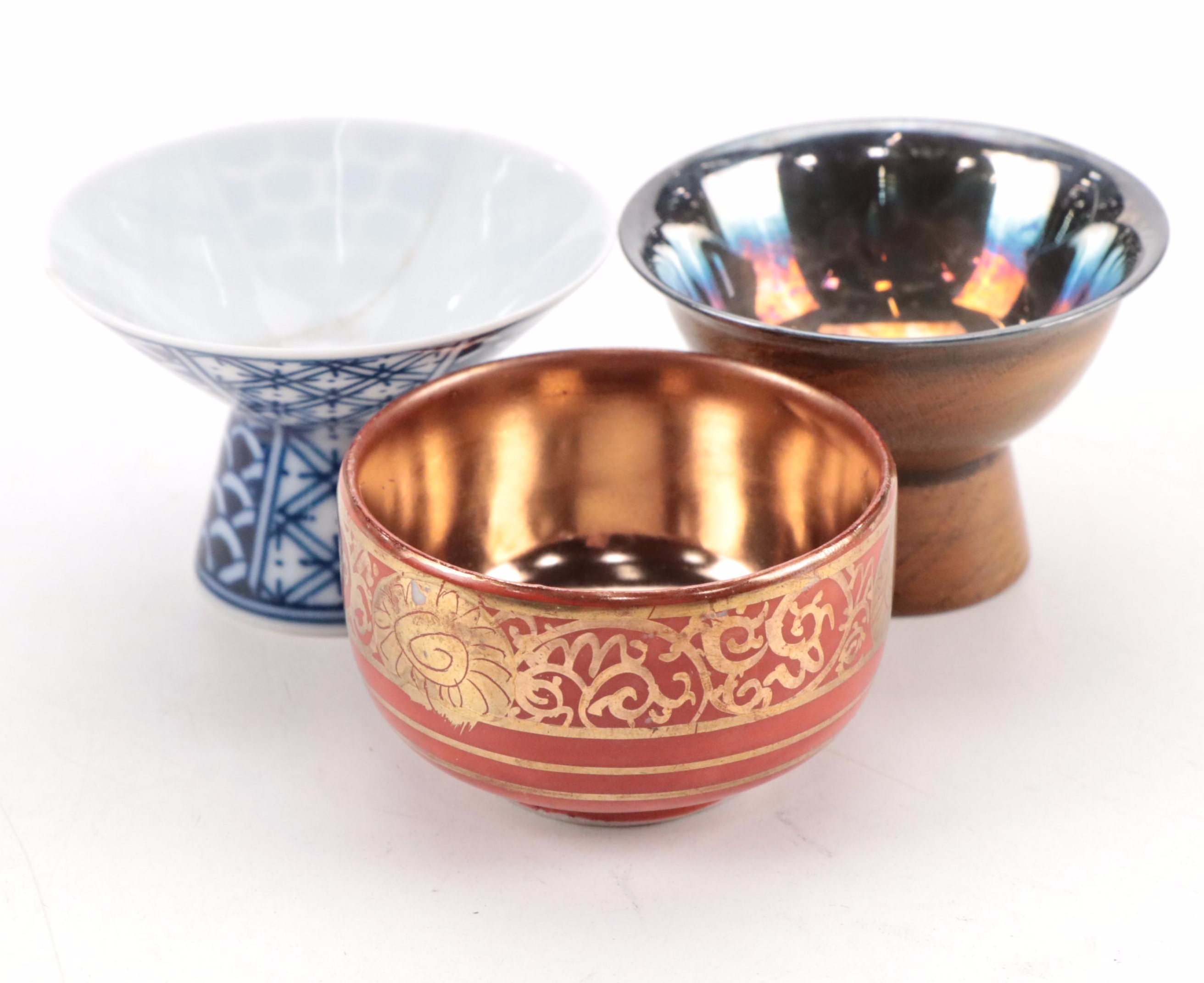 Noritake Porcelain Egg Cup with Hand-Painted Porcelain Sake Cups and More